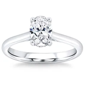 1 1/3Ct Oval Diamond Solitaire Engagement Ring in White Gold Lab Grown