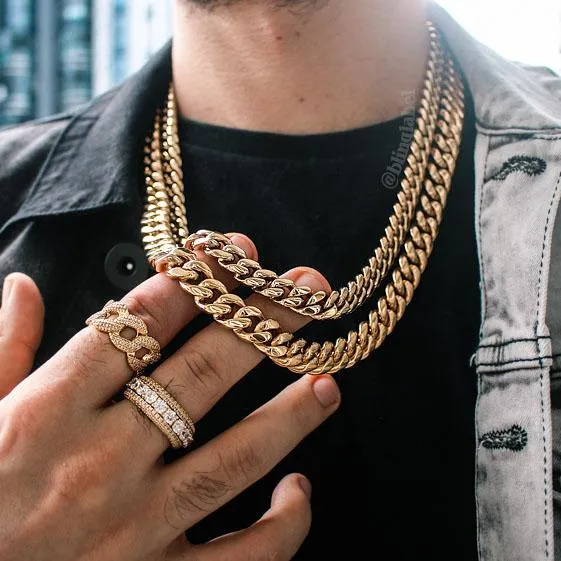 10mm Heavy Miami Cuban Link Chain in Gold