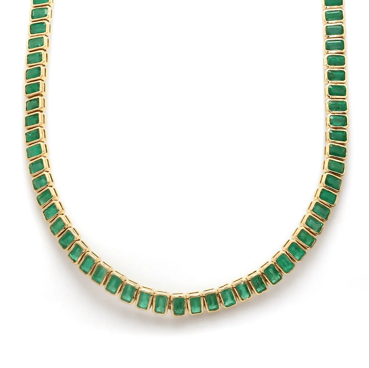 14K & 18K Gold Bezel Set Emerald Necklace