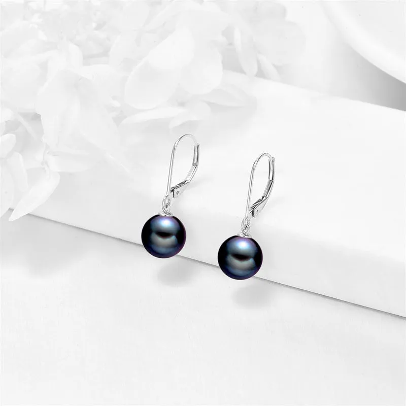 14k Solid Gold Freshwater Pearl Drop Leverback Earrings for women