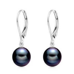 14k Solid Gold Freshwater Pearl Drop Leverback Earrings for women