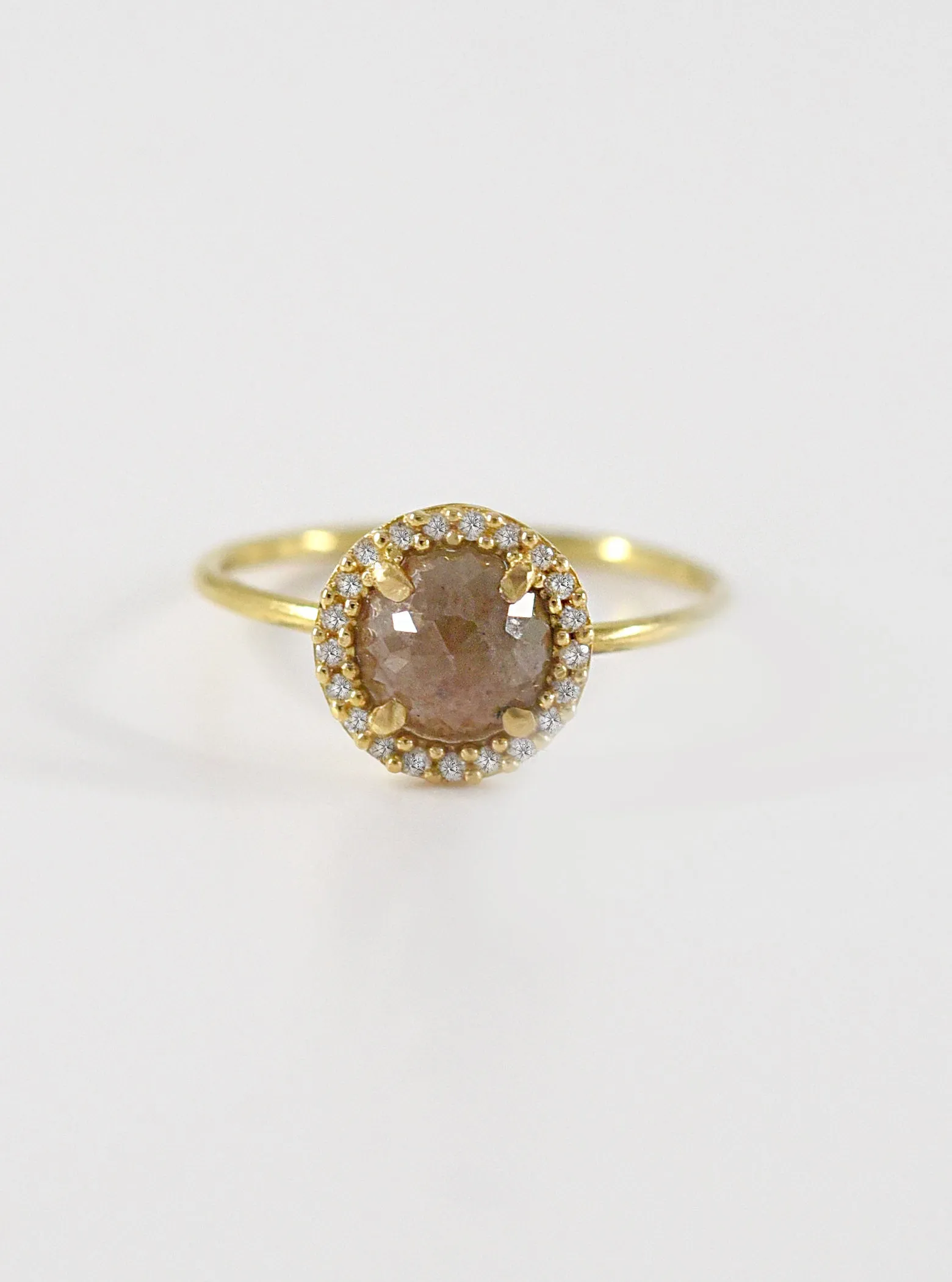 18K Solid Gold Natural Salt And Pepper Diamond Ring