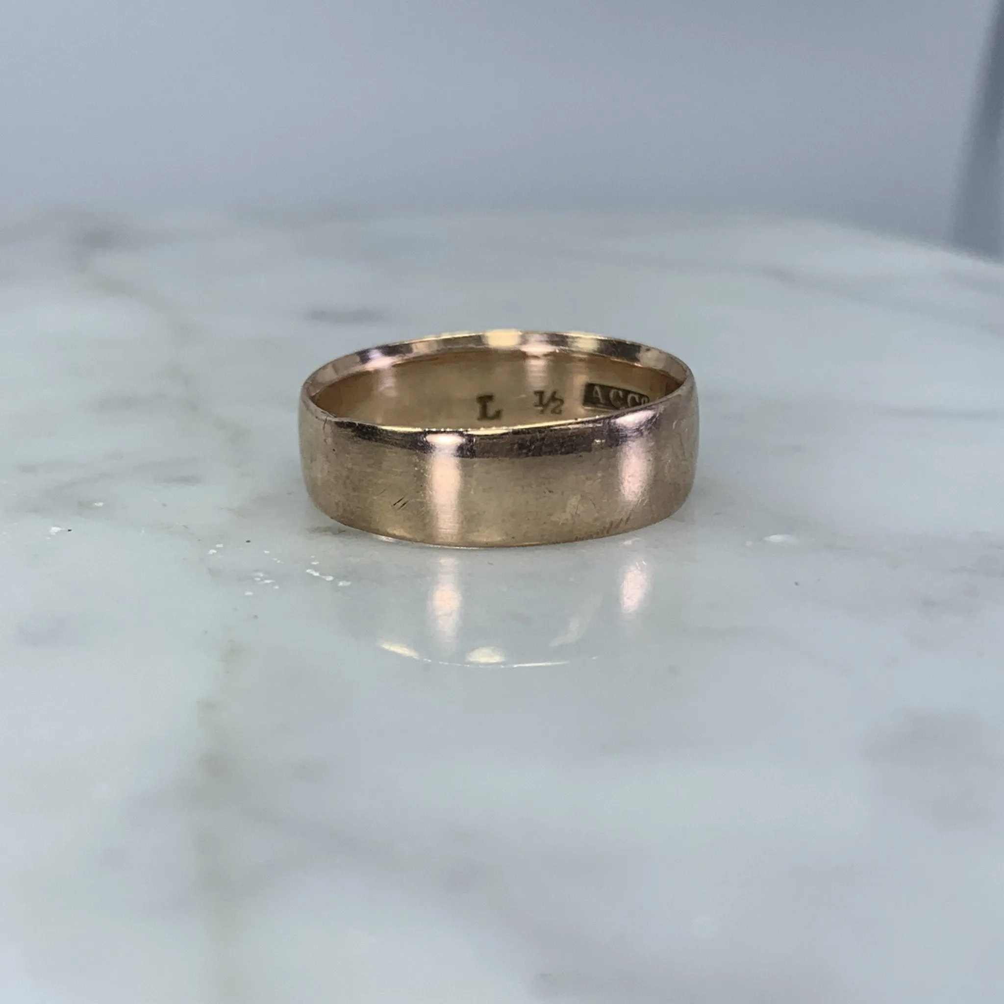 1908 Gold Wedding Band in Rose Gold. Perfect Stacking Ring. Antique English Estate Jewelry.