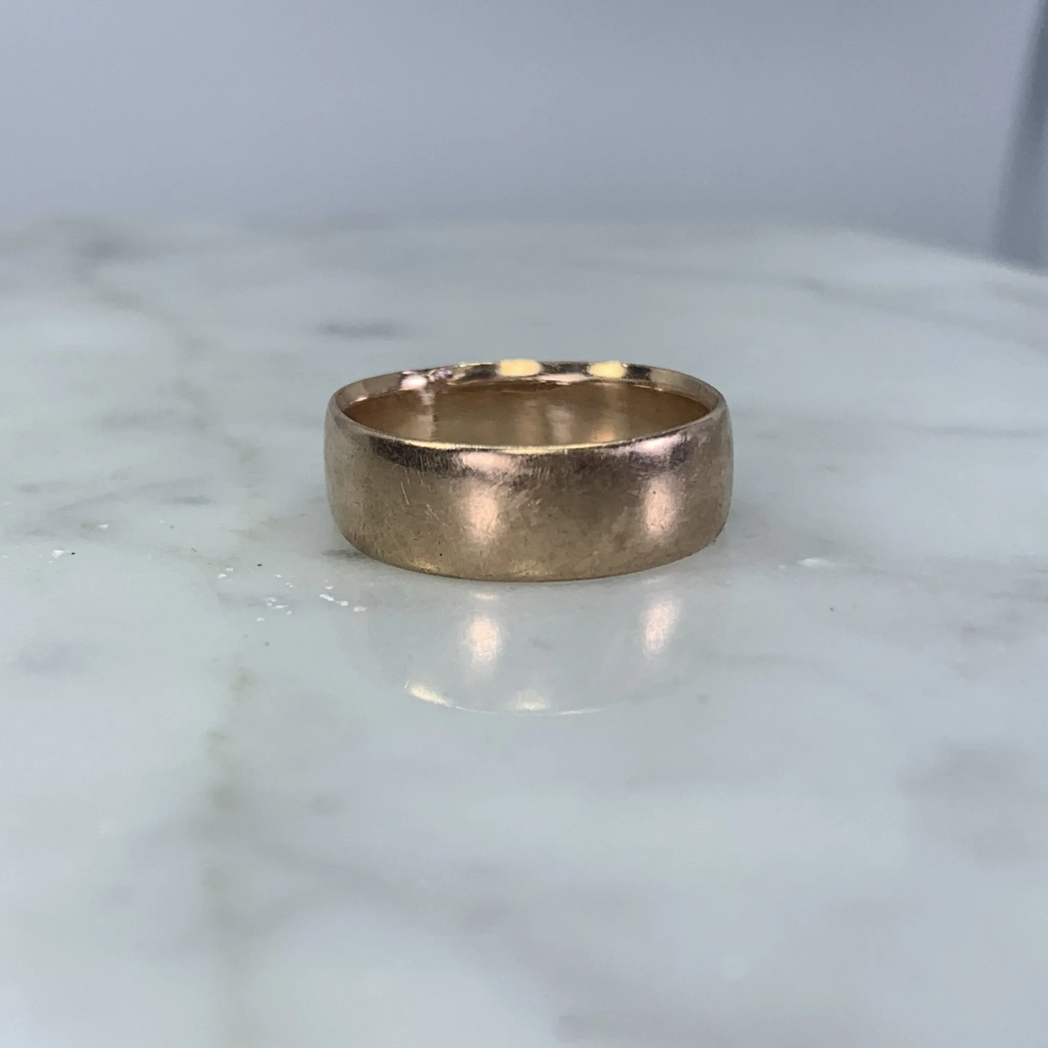 1908 Gold Wedding Band in Rose Gold. Perfect Stacking Ring. Antique English Estate Jewelry.