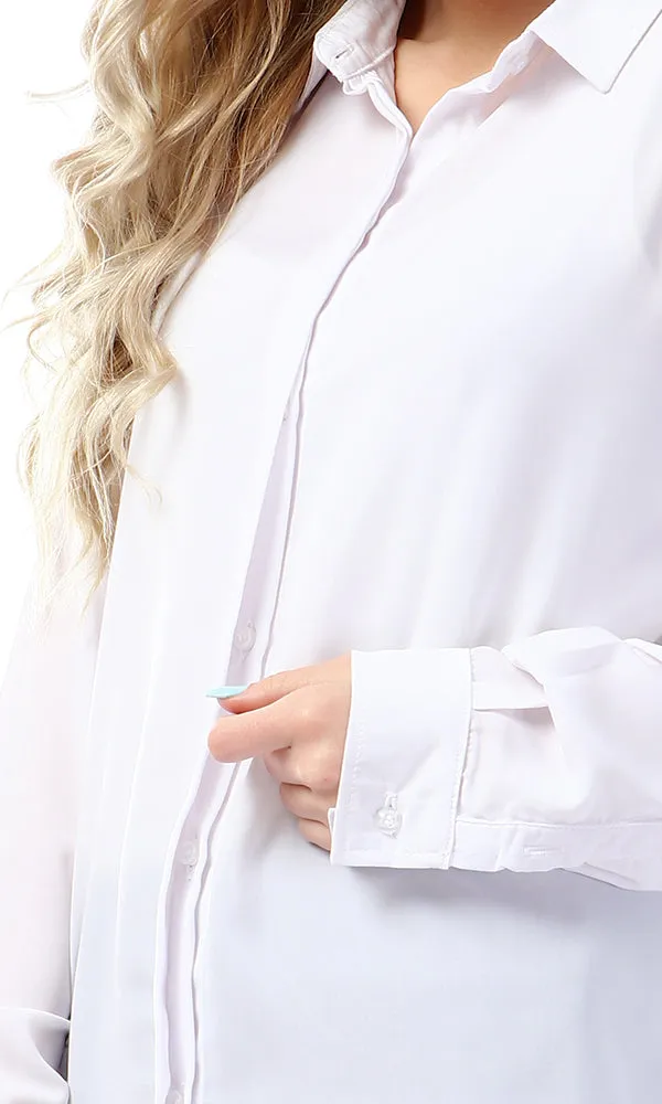 47443 Solid Elegant Women Shirt - White