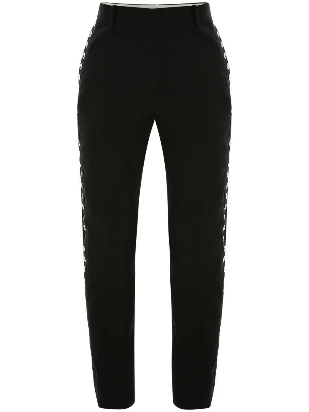 ALEXANDER MCQUEEN Eyelet Cigarette Trousers for Men - Black Wool Blend, SS23