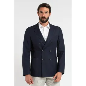 Blue Virgin Wool Men Blazer