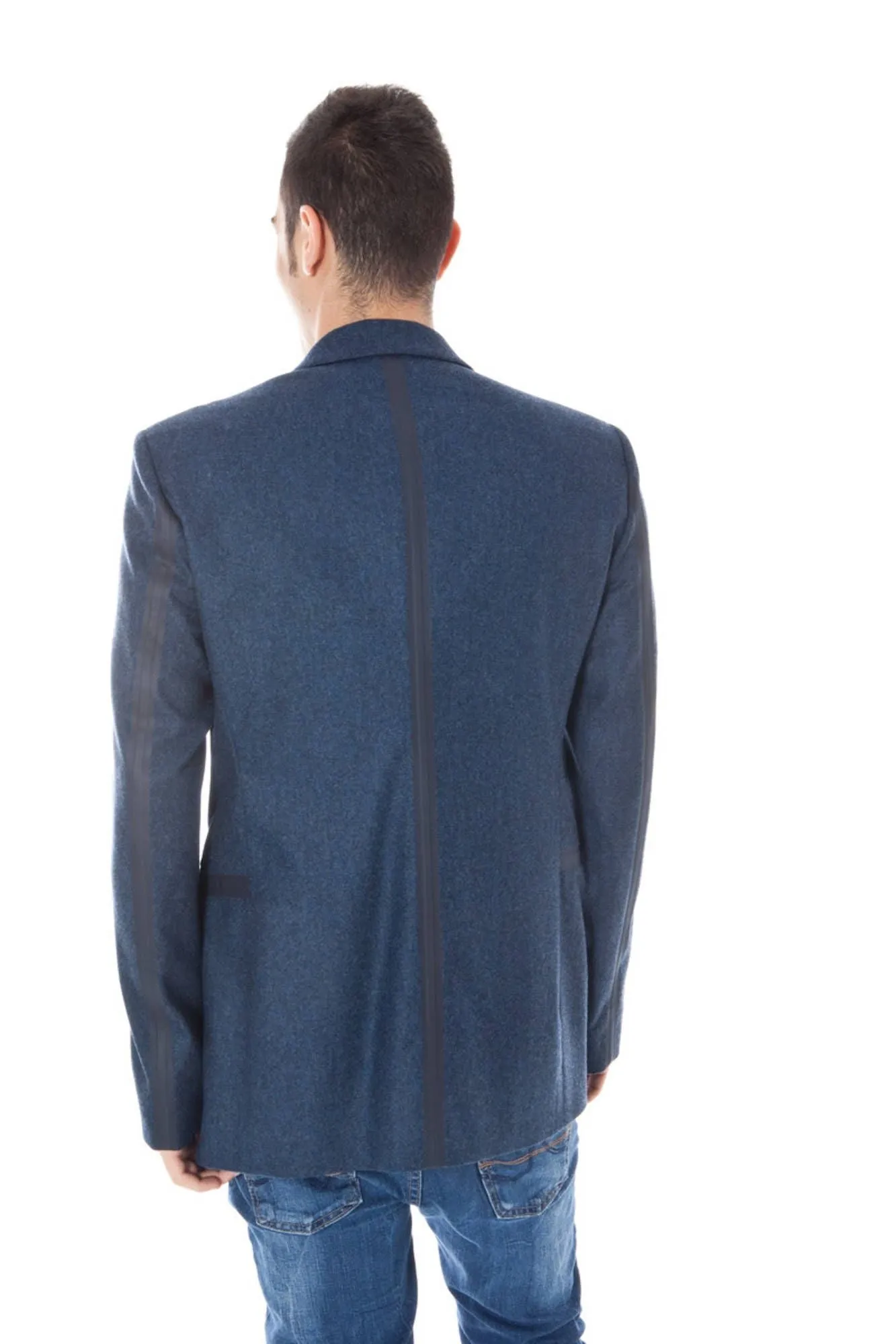 Blue Wool Men Jacket