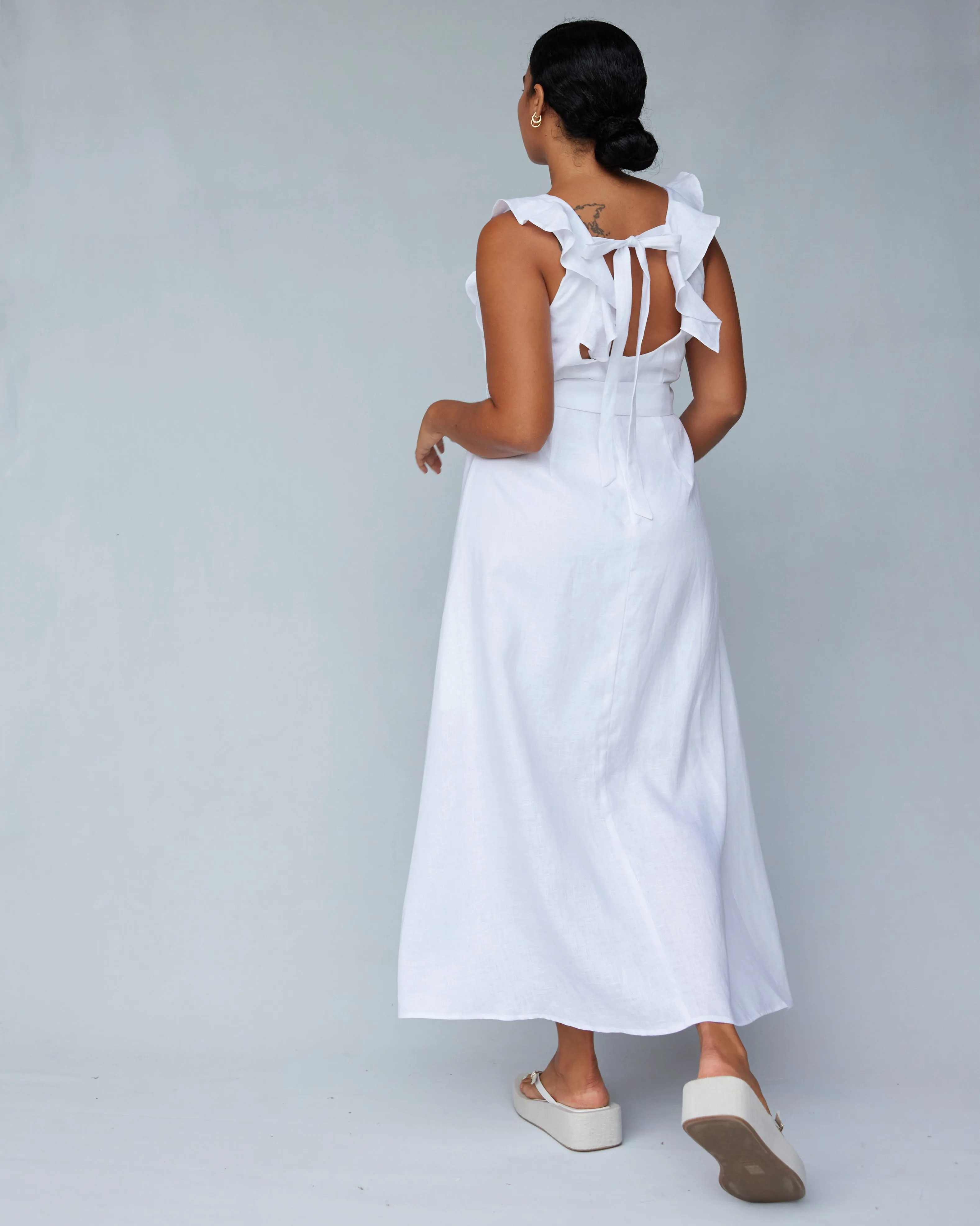 Bohdi Linen Midi Dress - White