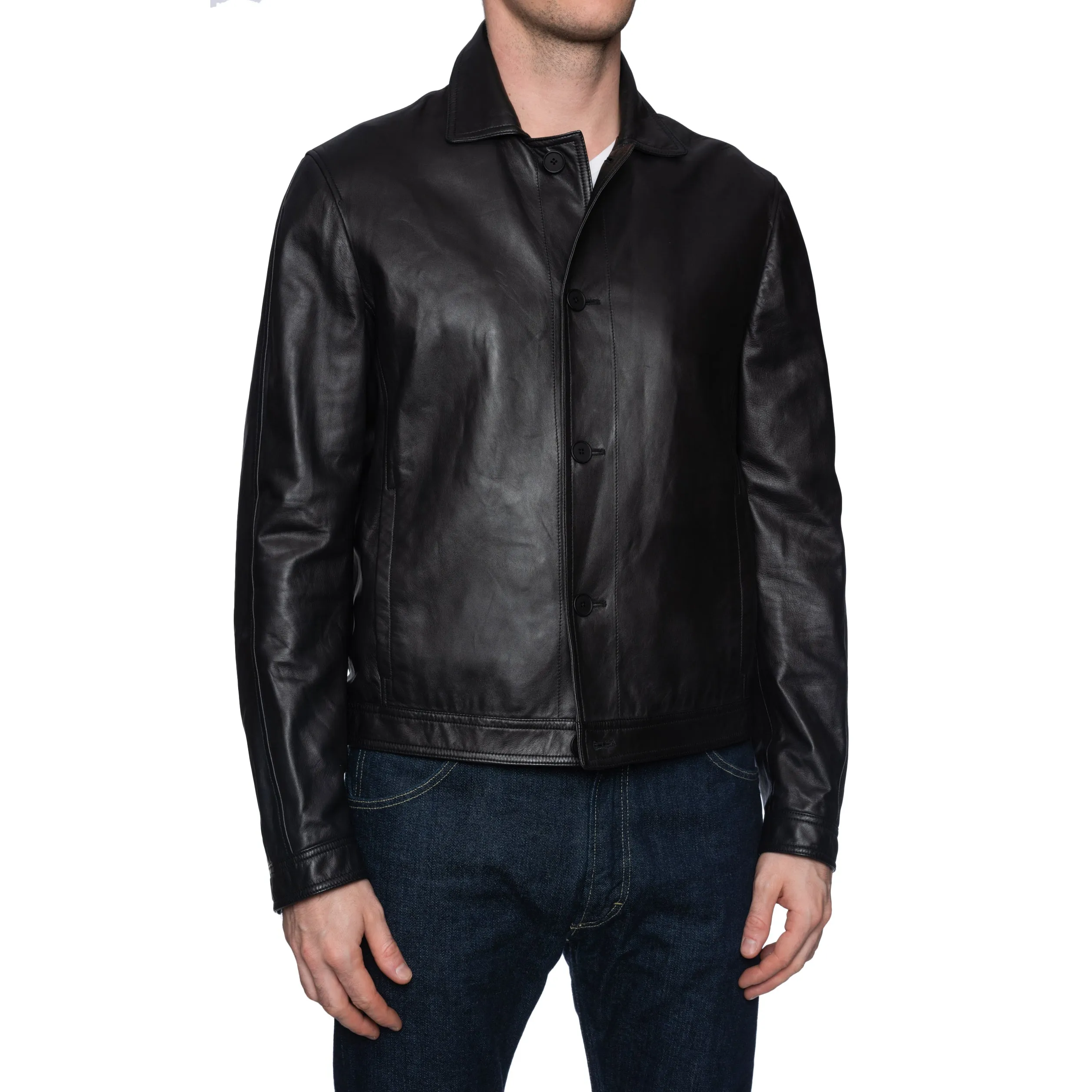 BOTTEGA VENETA Black Sheepskin Leather Blouson Jacket EU 50 NEW US M