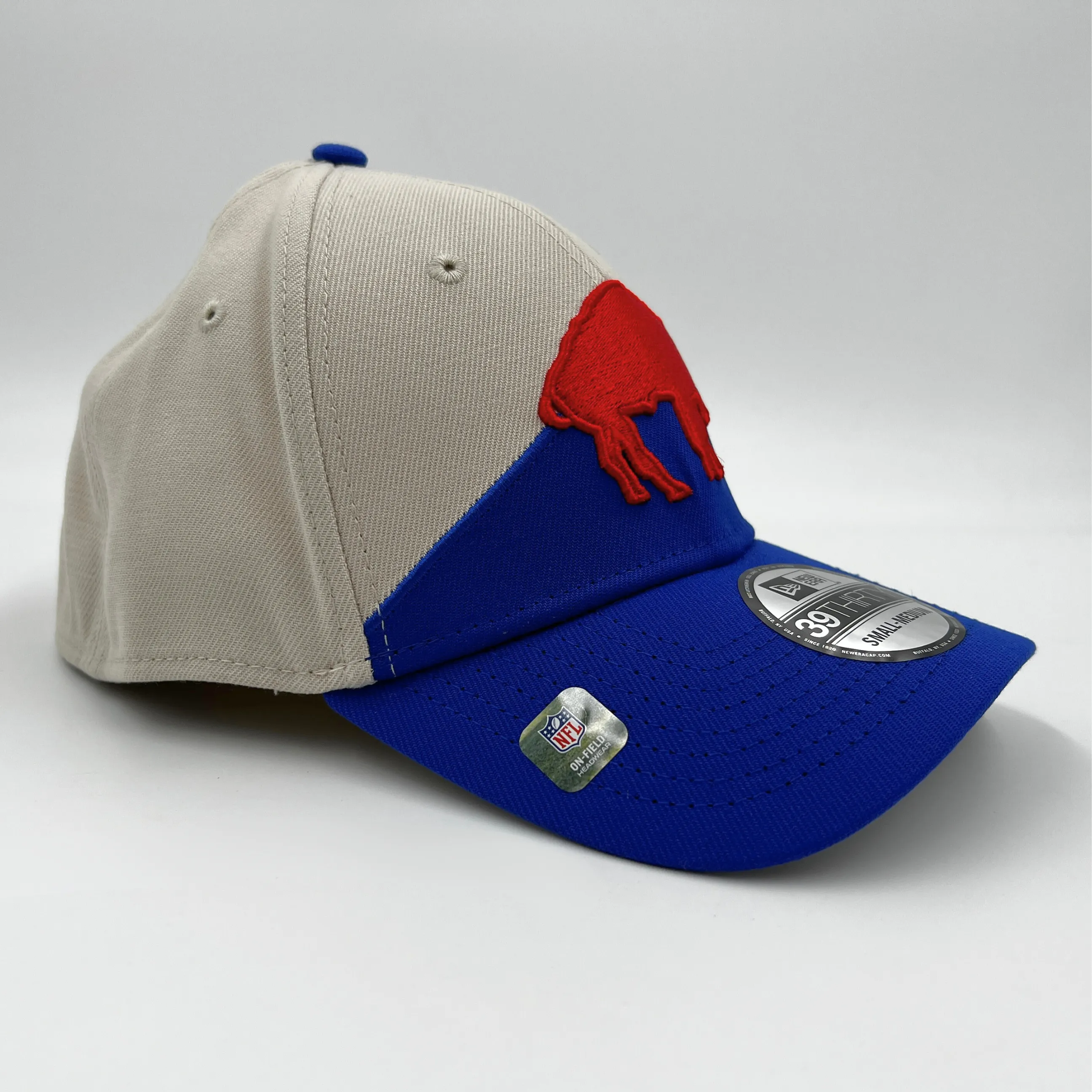 Buffalo Bills Stone & Royal With Retro Logo 2023 Sideline Stretch Fit Hat