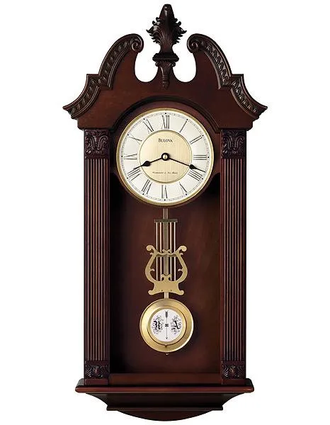 Bulova Ridgedale - Chiming Pendulum Wall Clock - Solid Wood Case