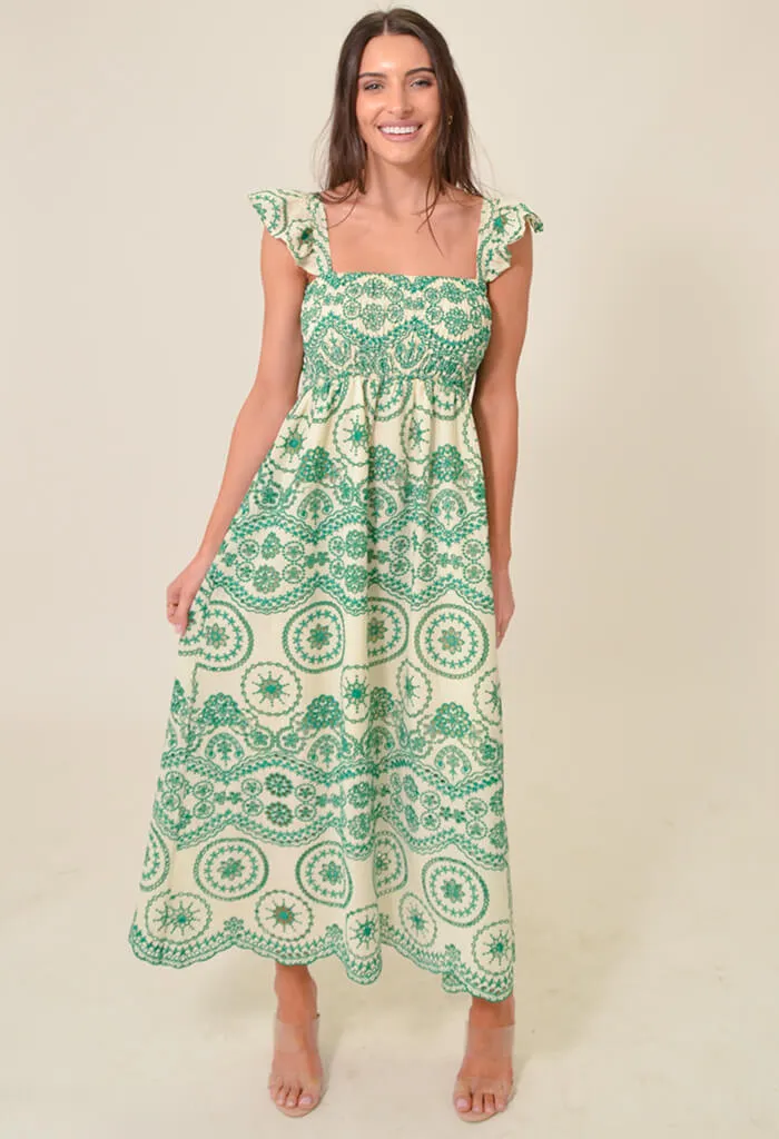 Camellia Midi Dress-Green