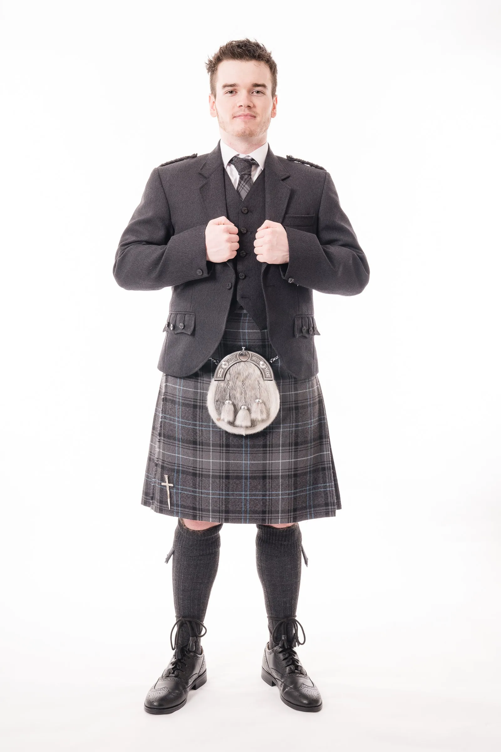 Charcoal crail kilt hire outfit