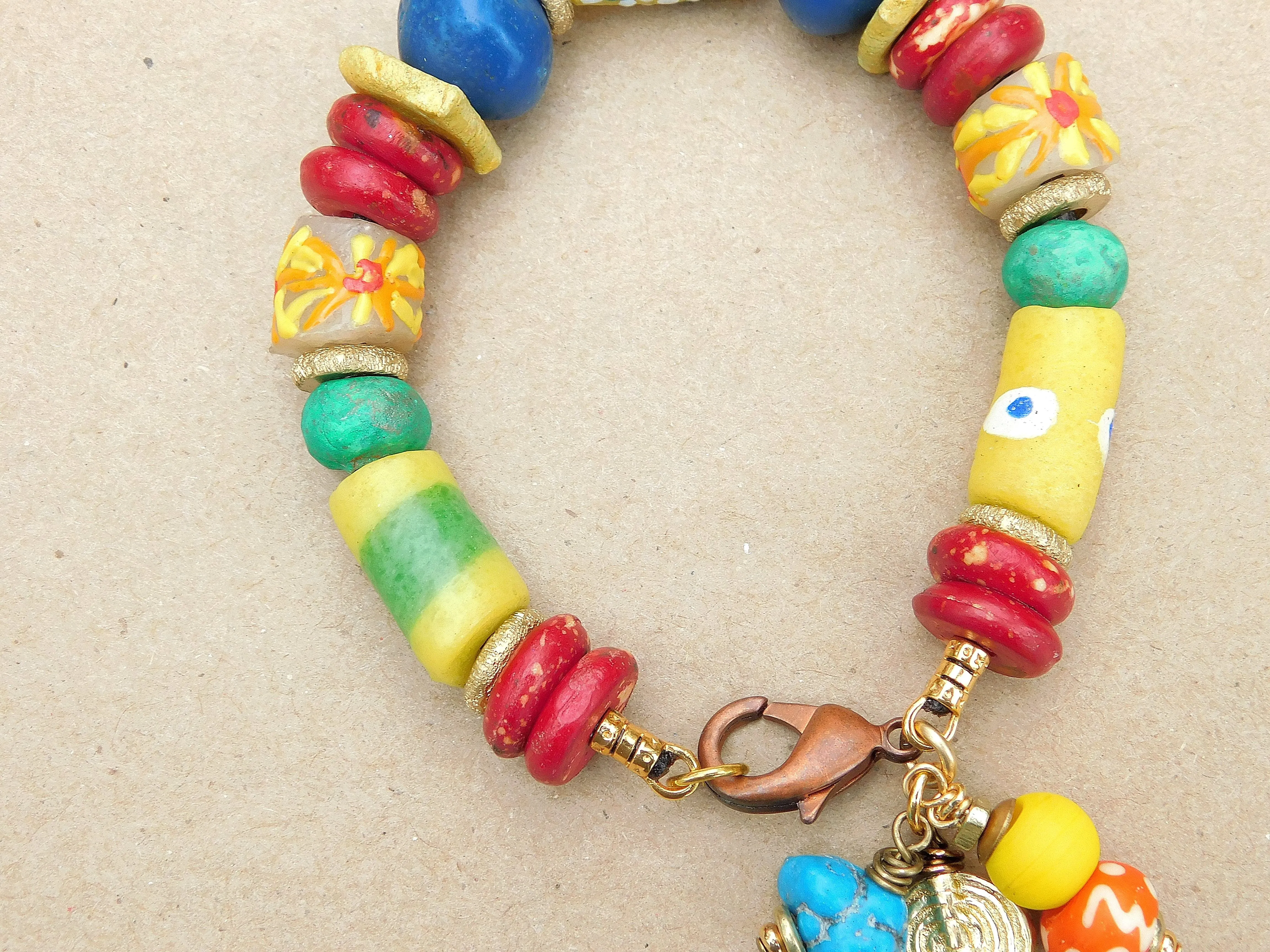 Colorful Yellow Medley Krobo Bracelet