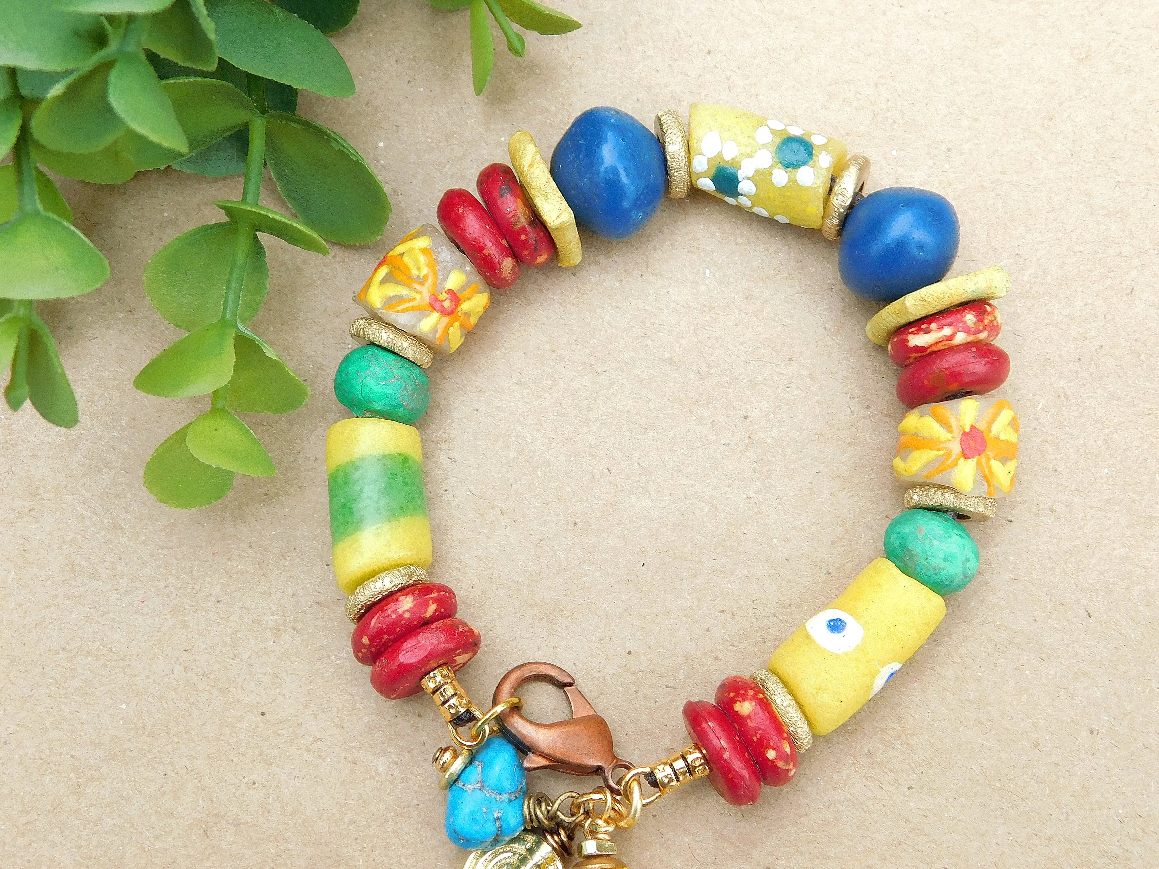 Colorful Yellow Medley Krobo Bracelet