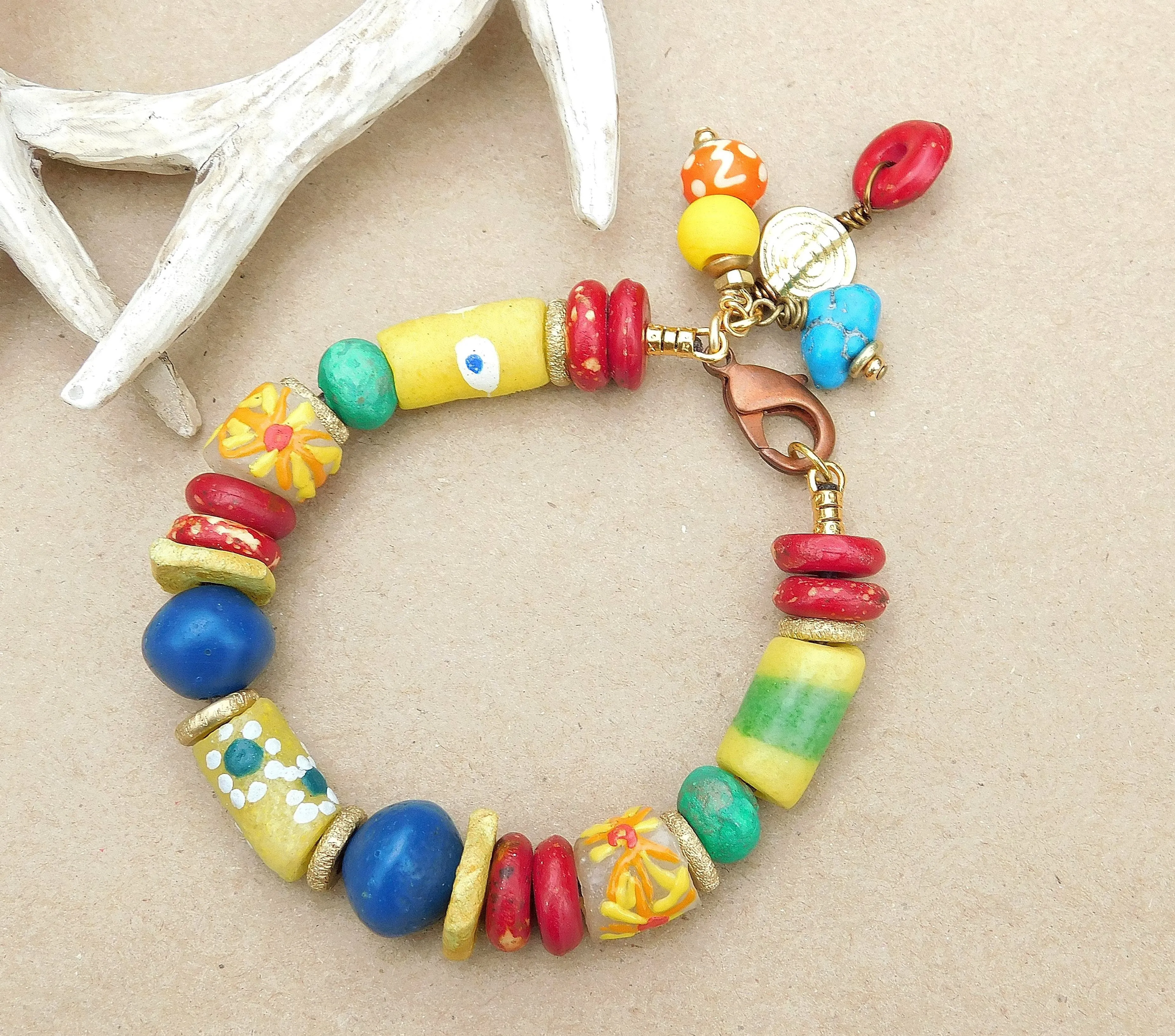 Colorful Yellow Medley Krobo Bracelet