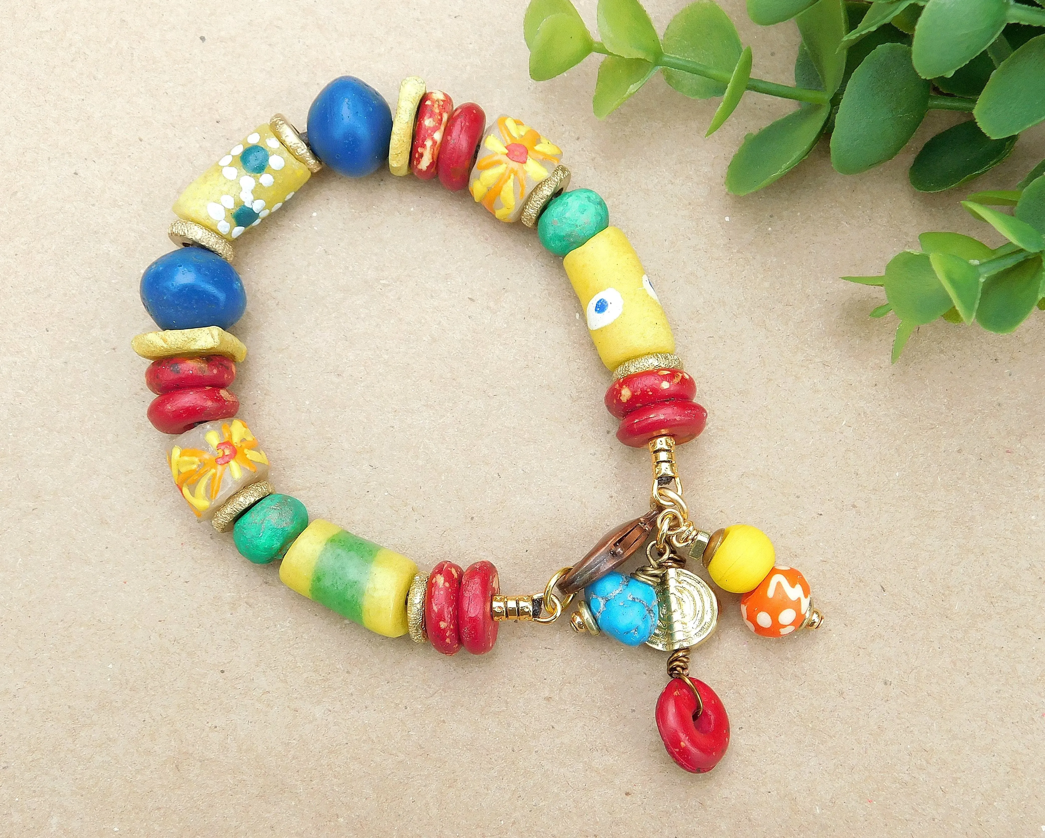 Colorful Yellow Medley Krobo Bracelet