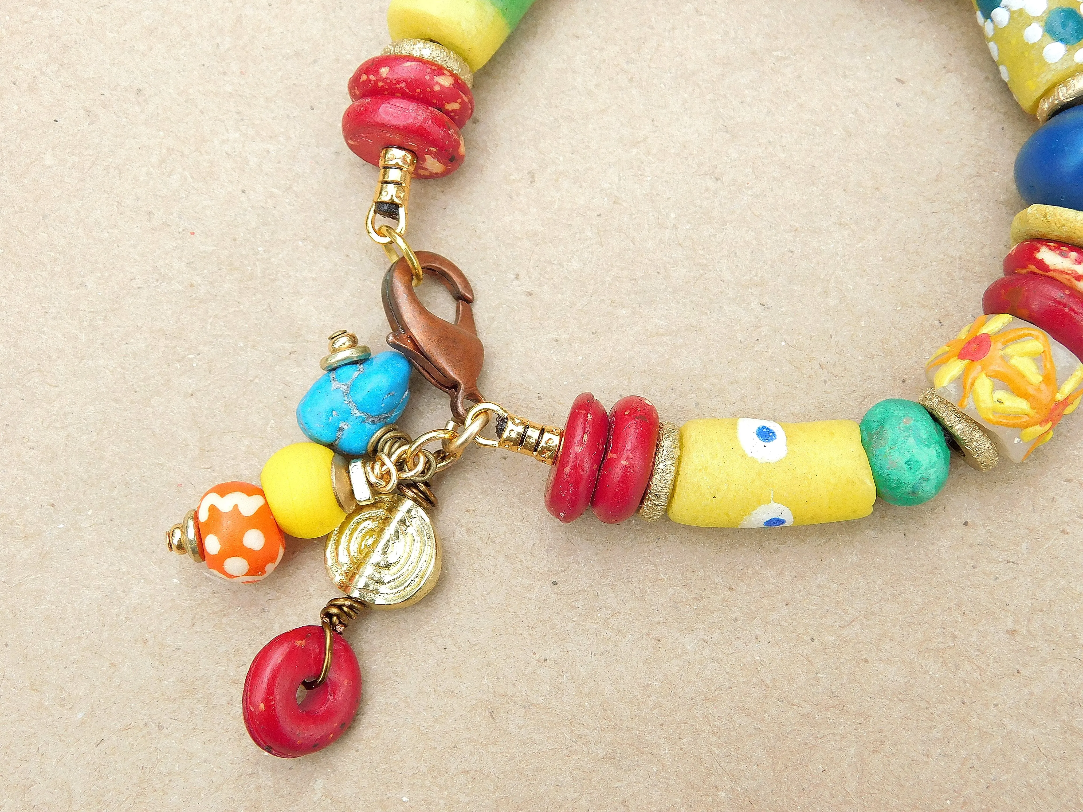 Colorful Yellow Medley Krobo Bracelet