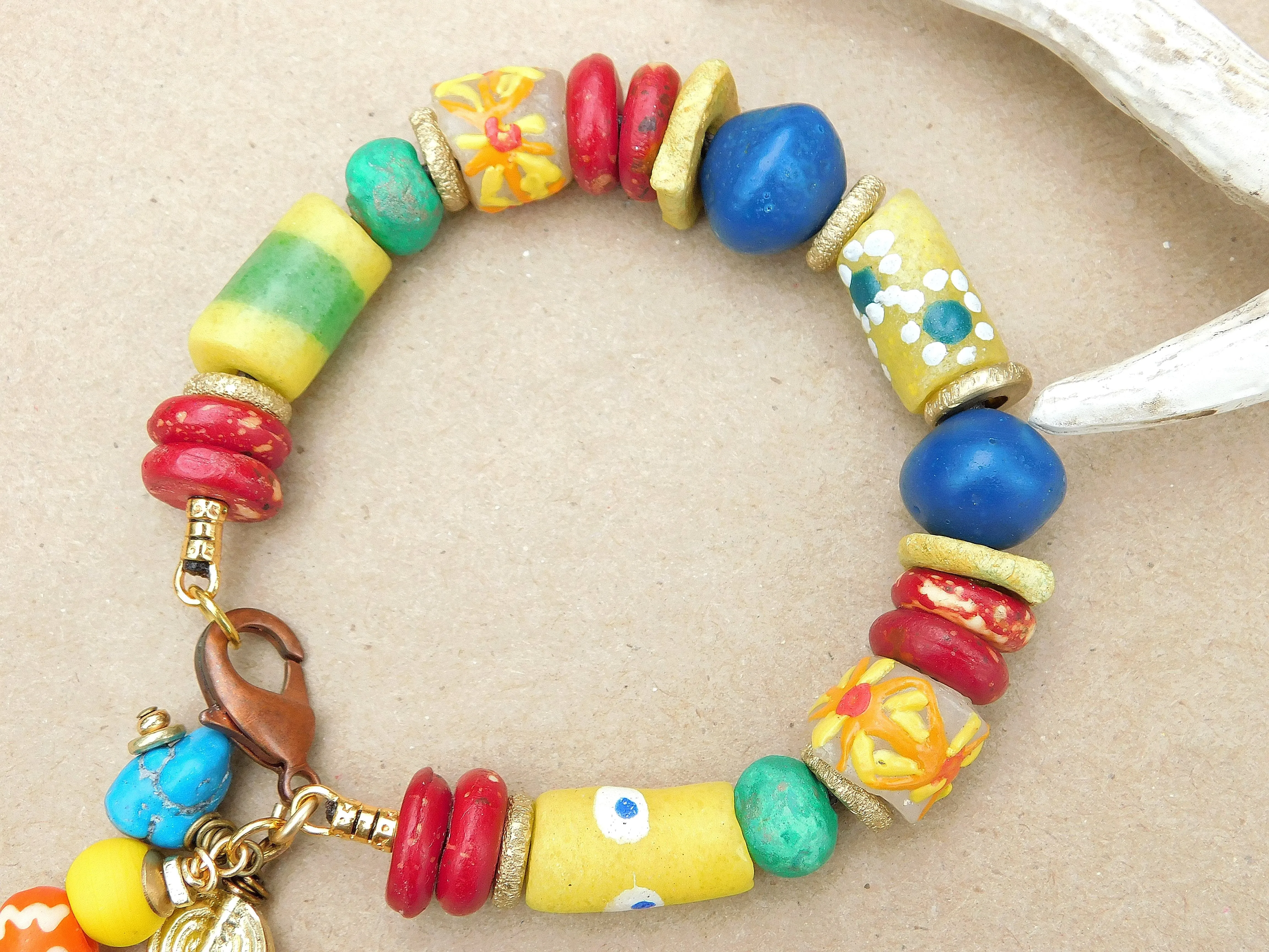 Colorful Yellow Medley Krobo Bracelet