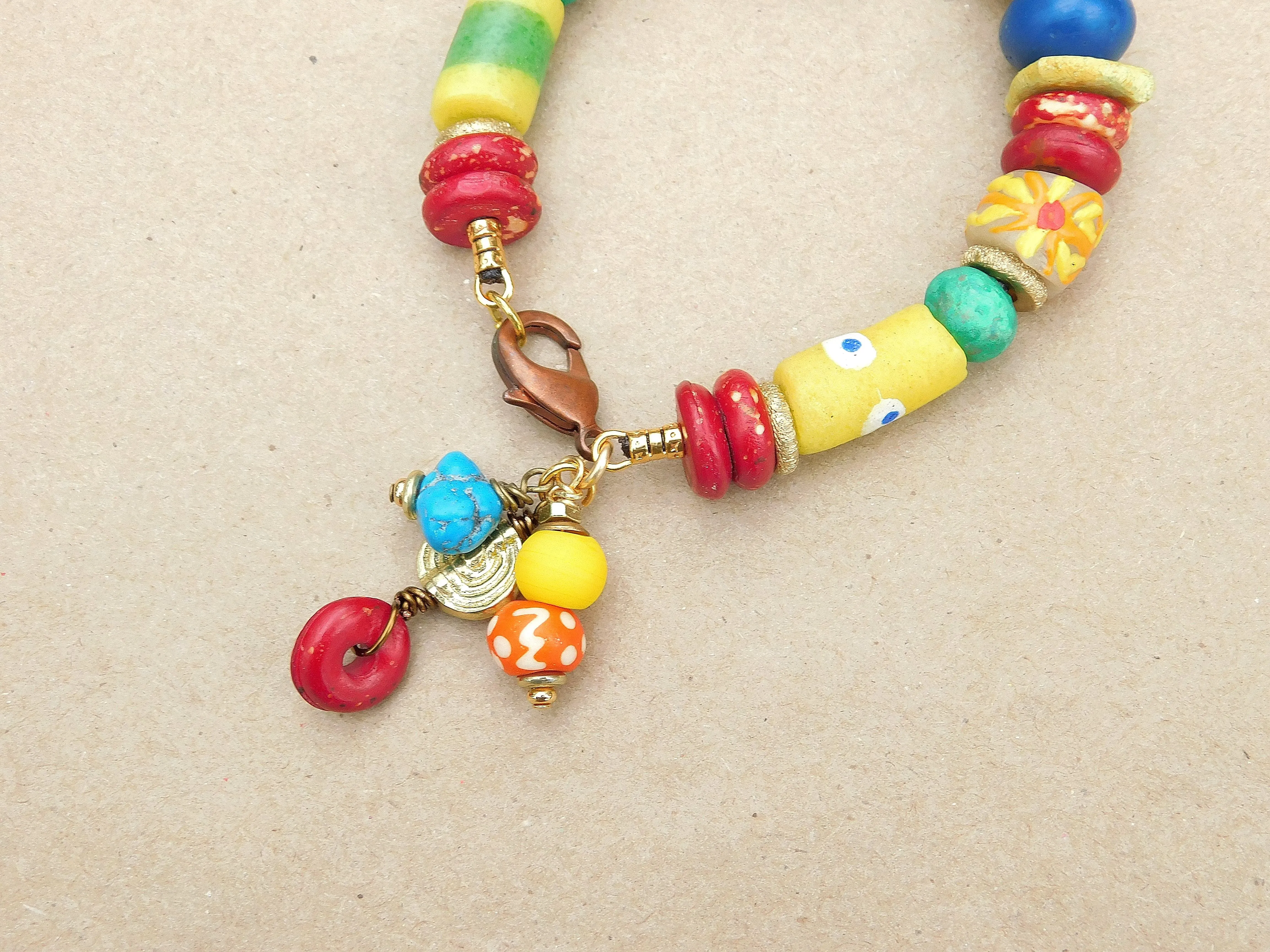 Colorful Yellow Medley Krobo Bracelet