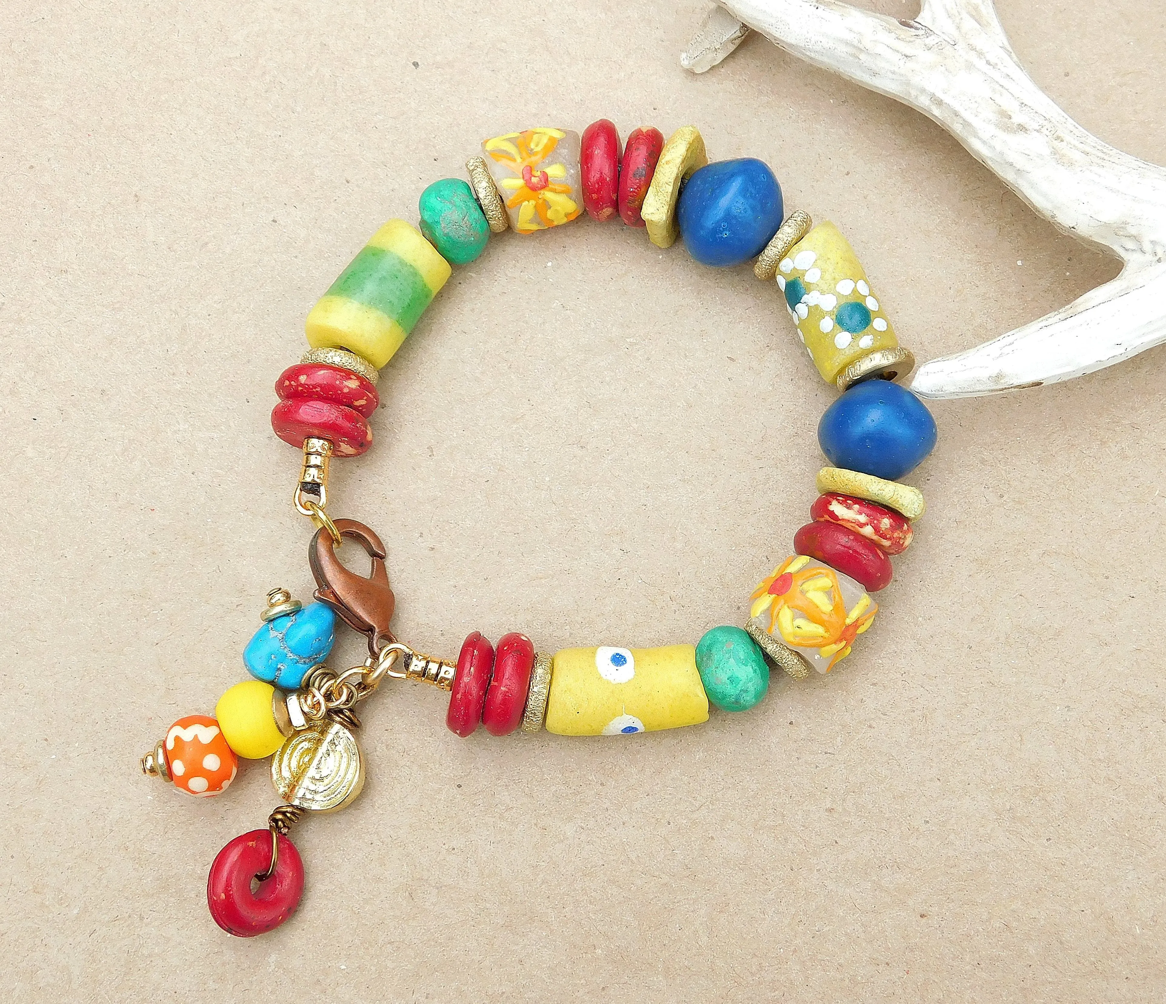 Colorful Yellow Medley Krobo Bracelet