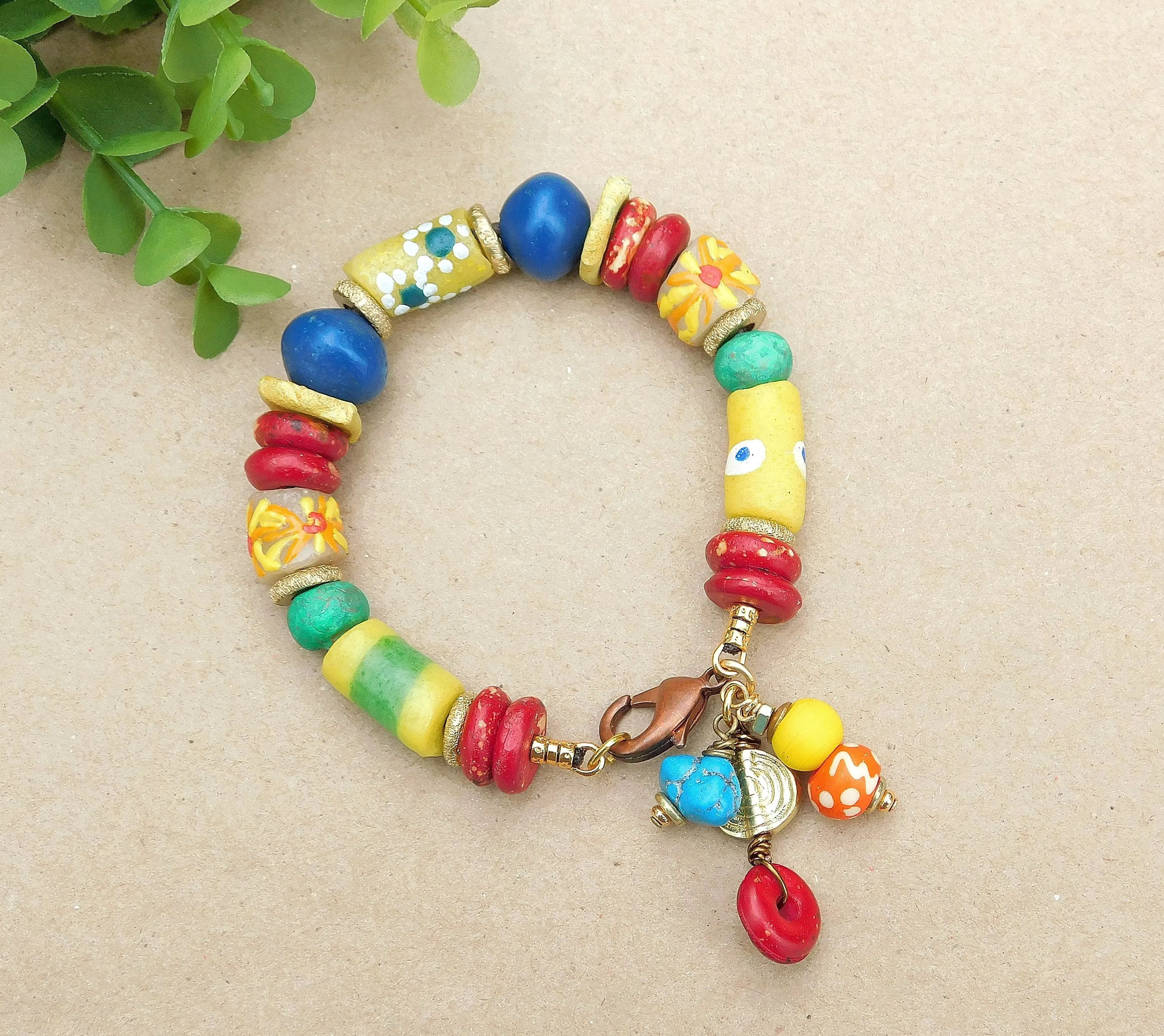 Colorful Yellow Medley Krobo Bracelet