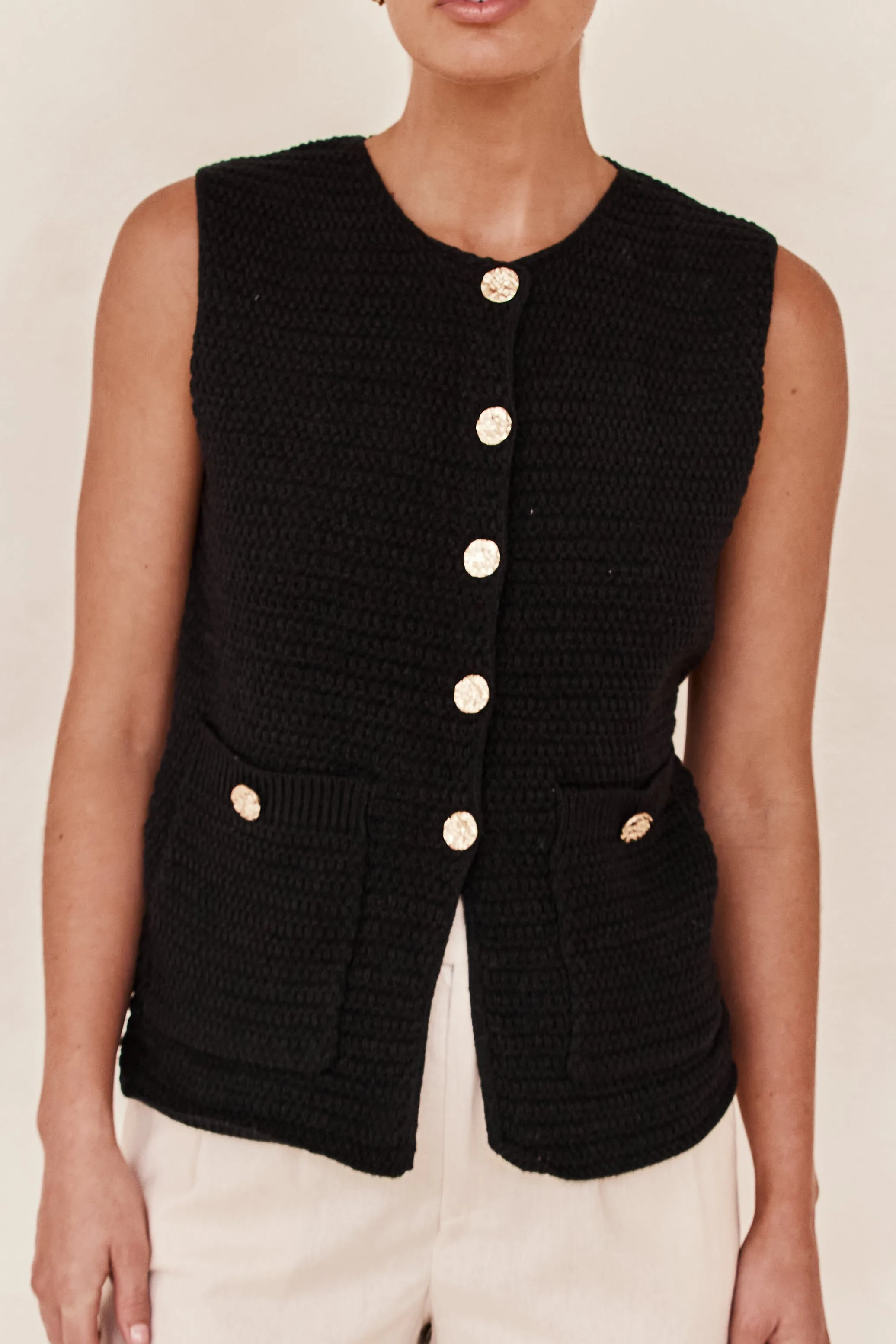 Dalia Knit Vest (Black)