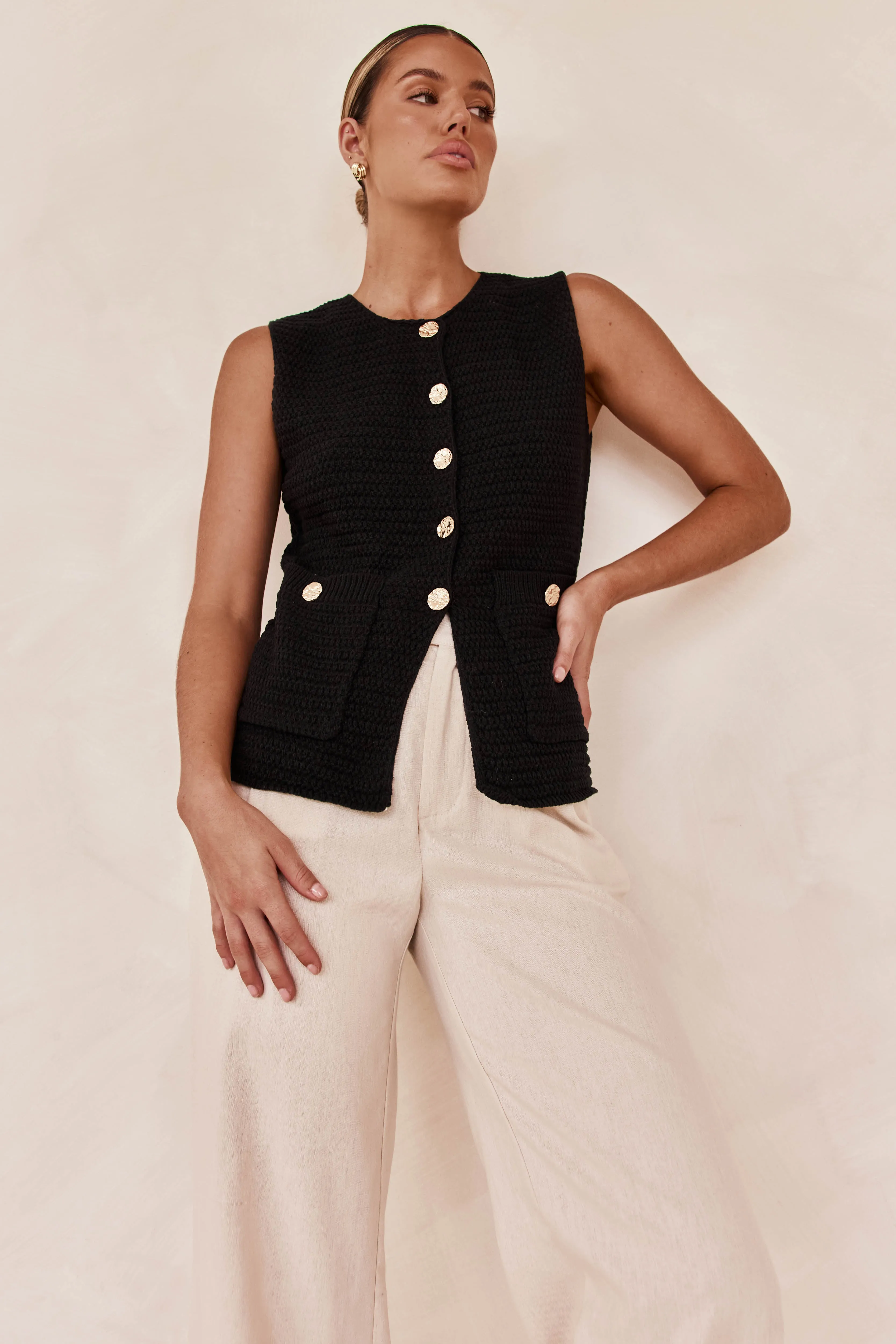 Dalia Knit Vest (Black)