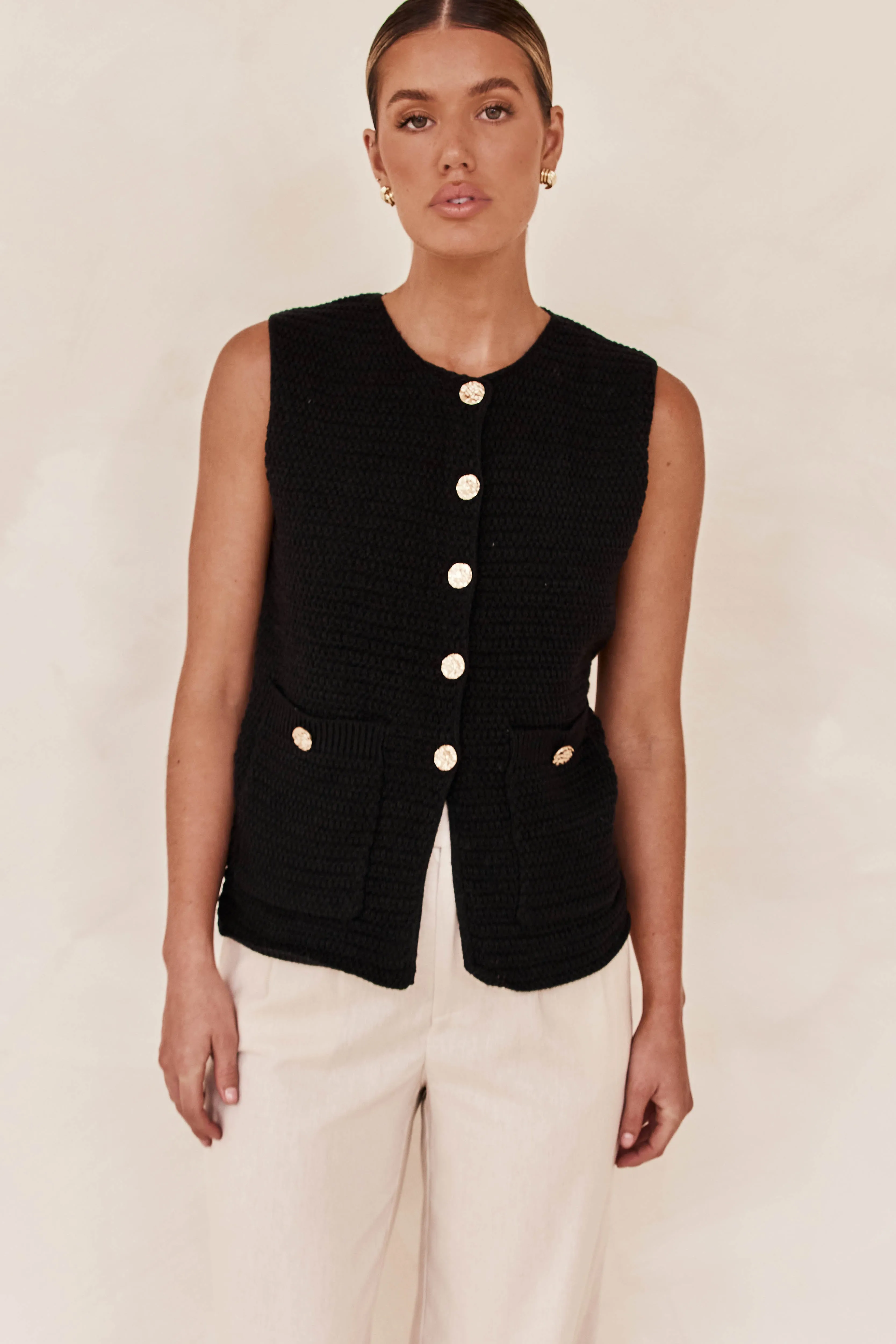 Dalia Knit Vest (Black)