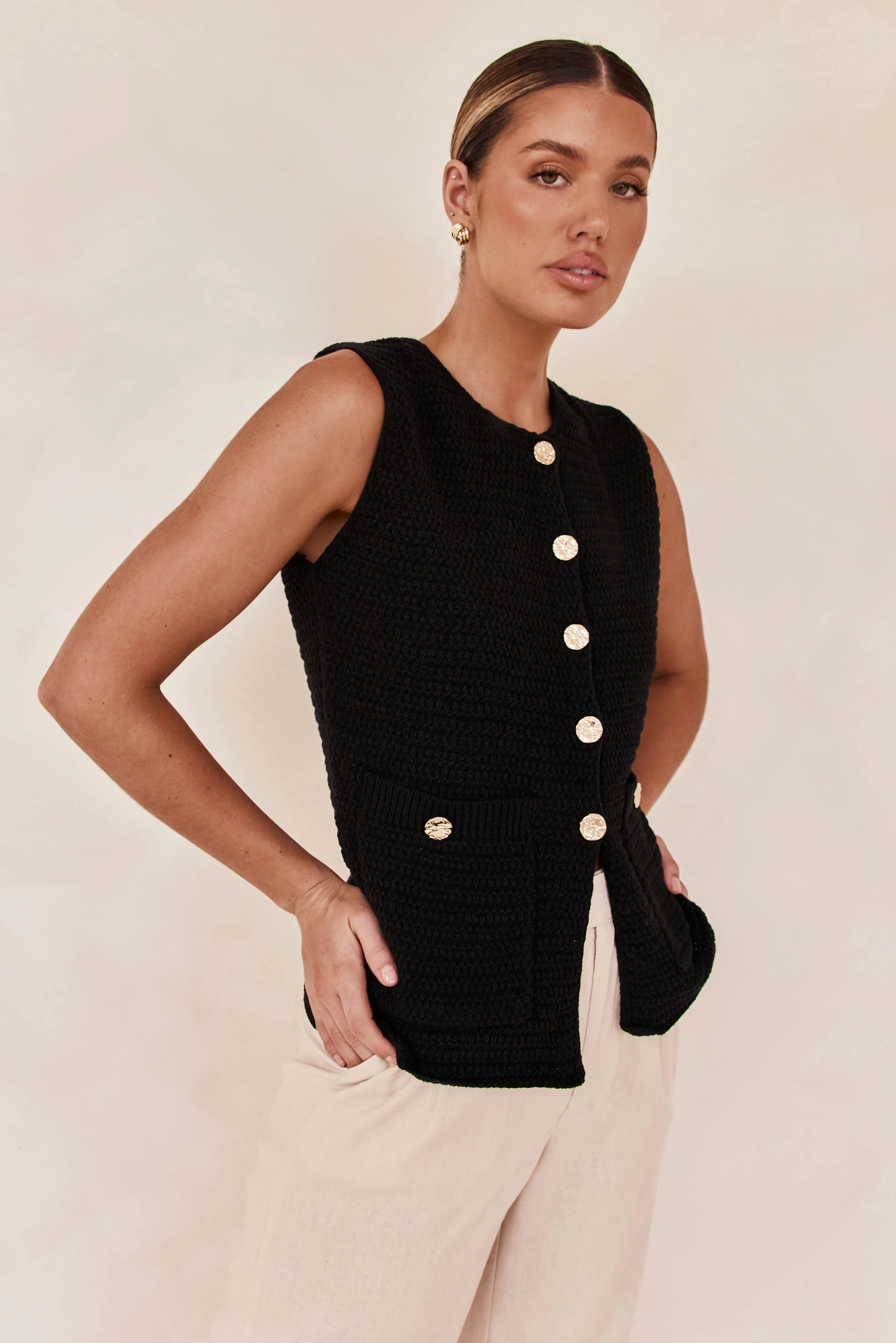 Dalia Knit Vest (Black)