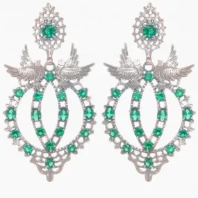 Dove Queen Earrings in .925 Silver   Emerald - By Ana Moura