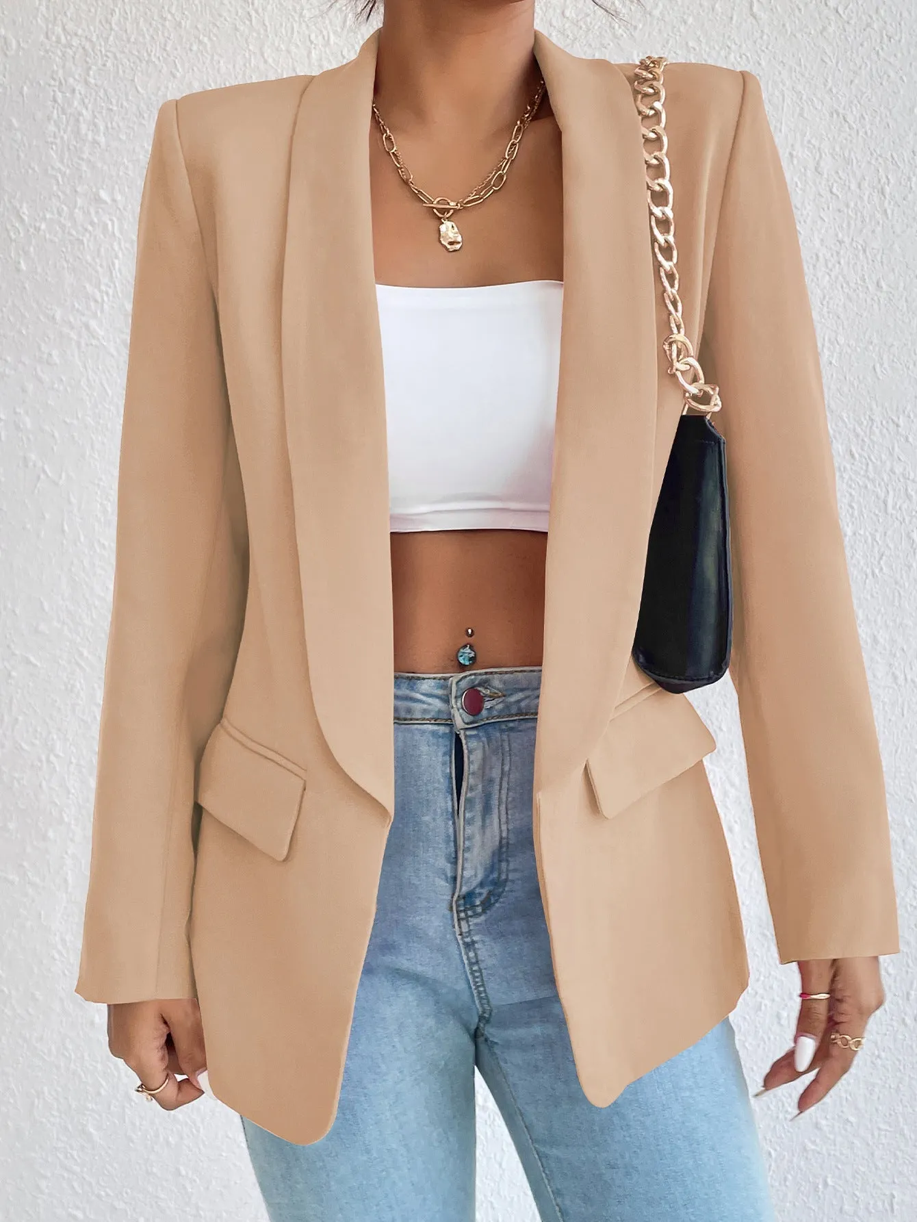 DressBetty - Basic Casual Solid Color Blazer