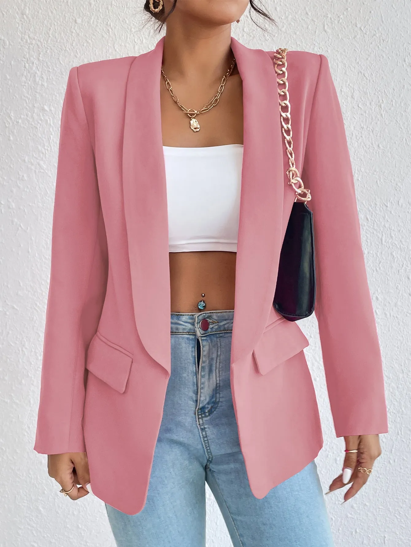 DressBetty - Basic Casual Solid Color Blazer