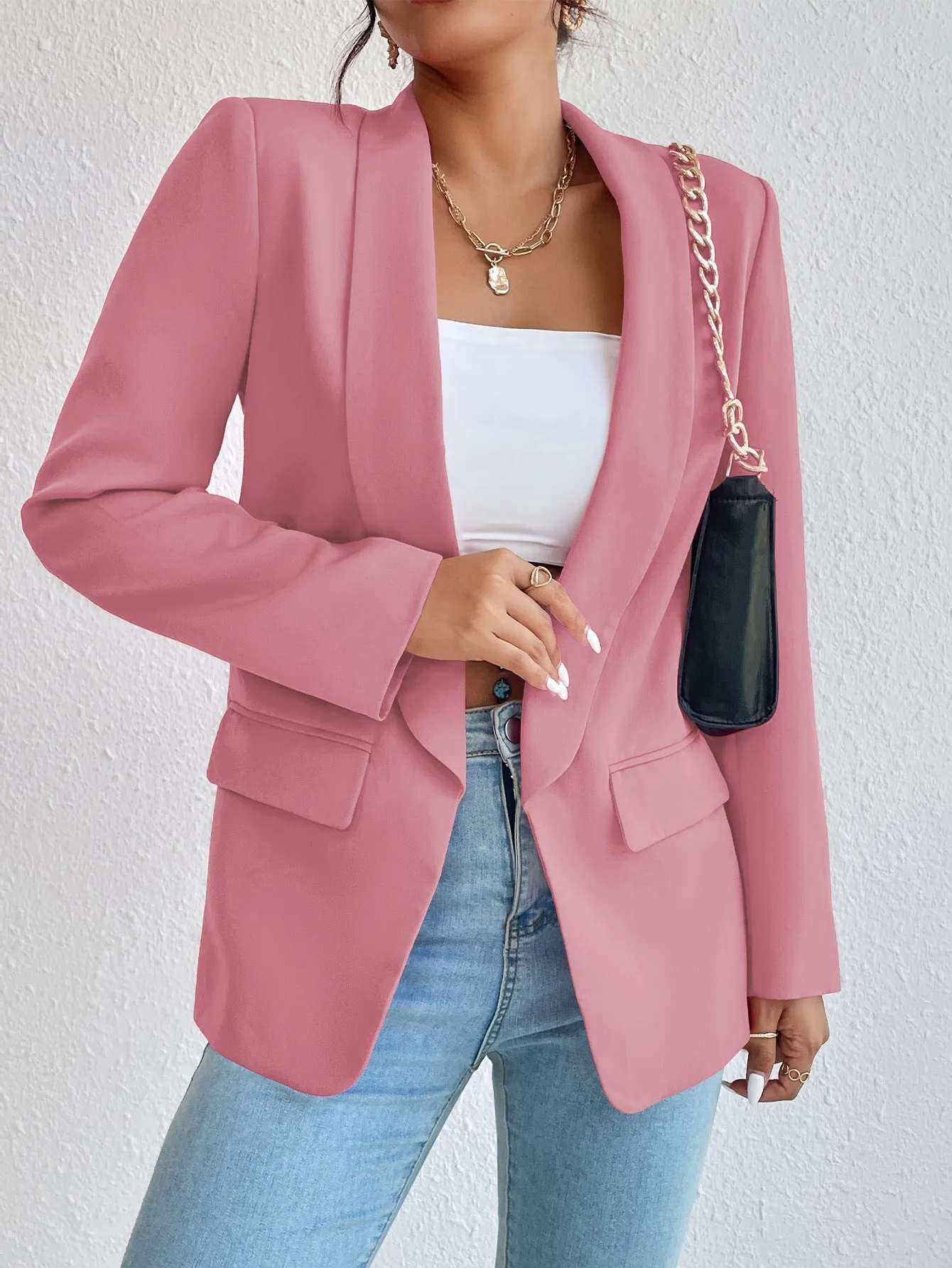 DressBetty - Basic Casual Solid Color Blazer