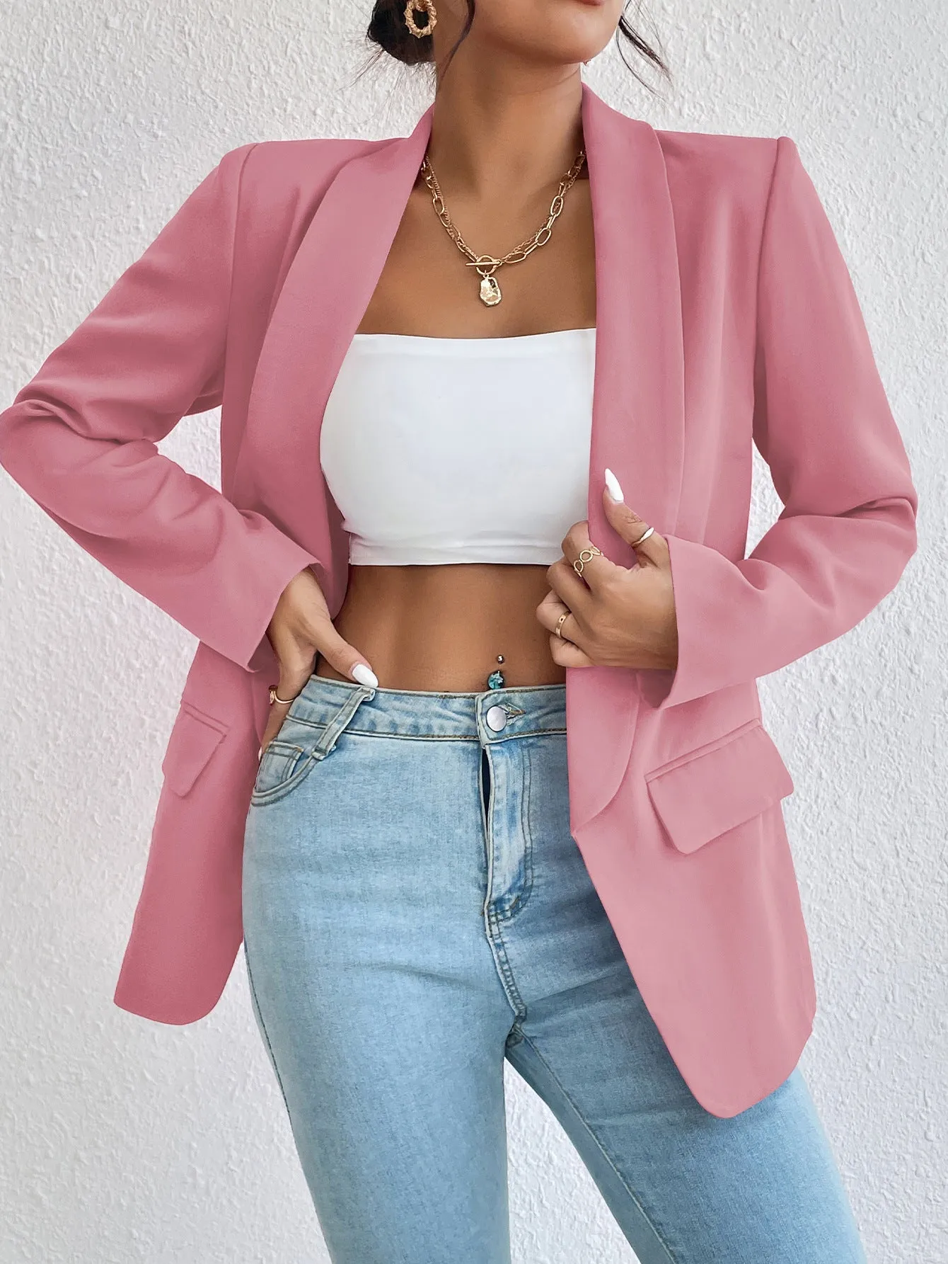 DressBetty - Basic Casual Solid Color Blazer