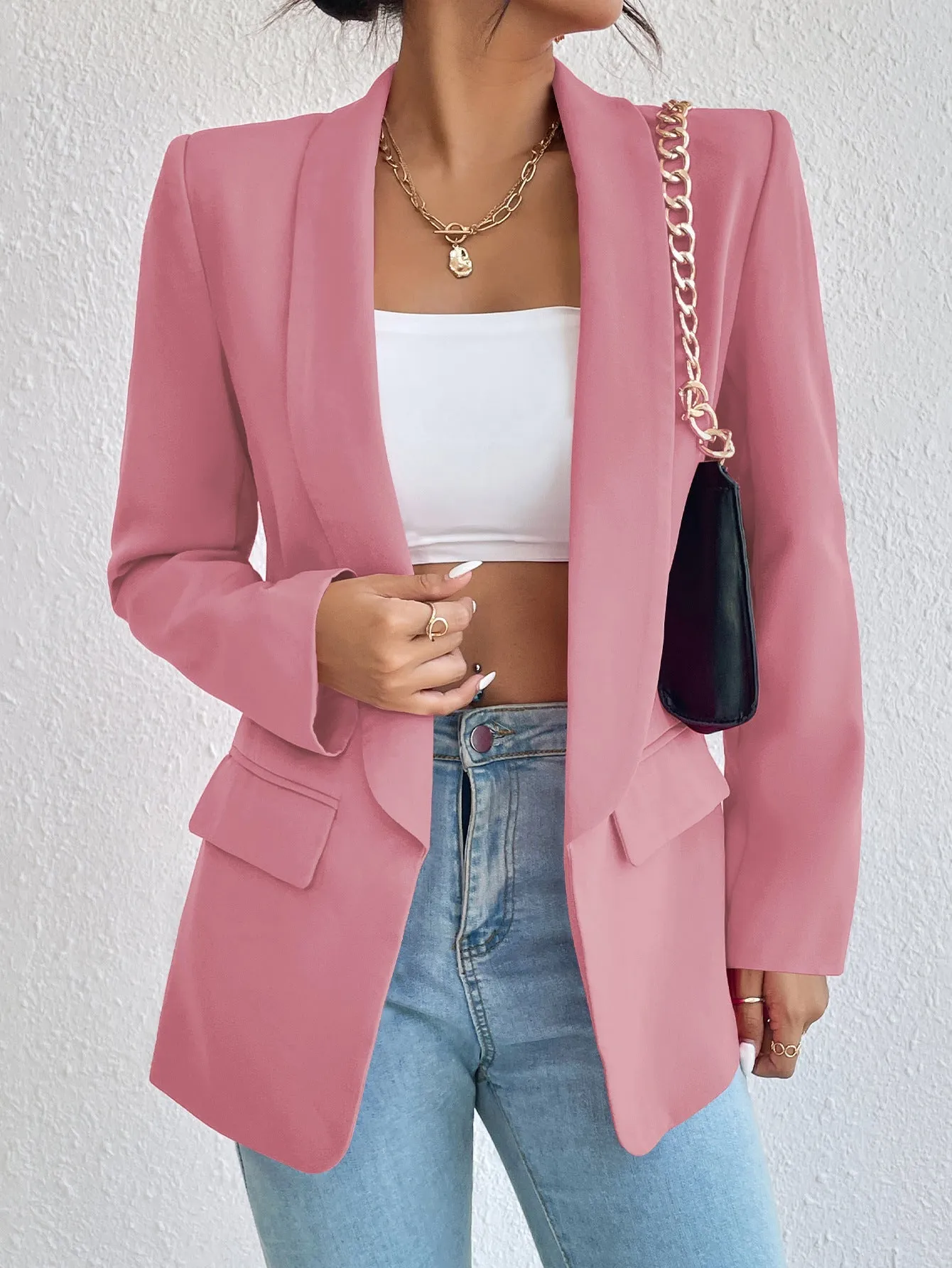 DressBetty - Basic Casual Solid Color Blazer