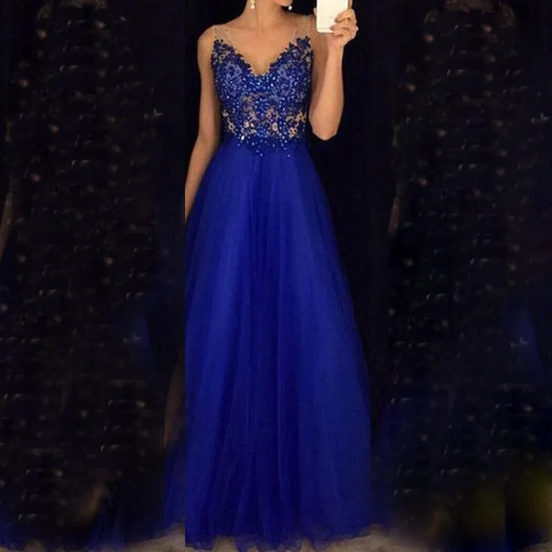 Elegant Sequins Mesh Prom Dress