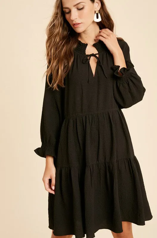 Elsie Ruffle Dress in Black