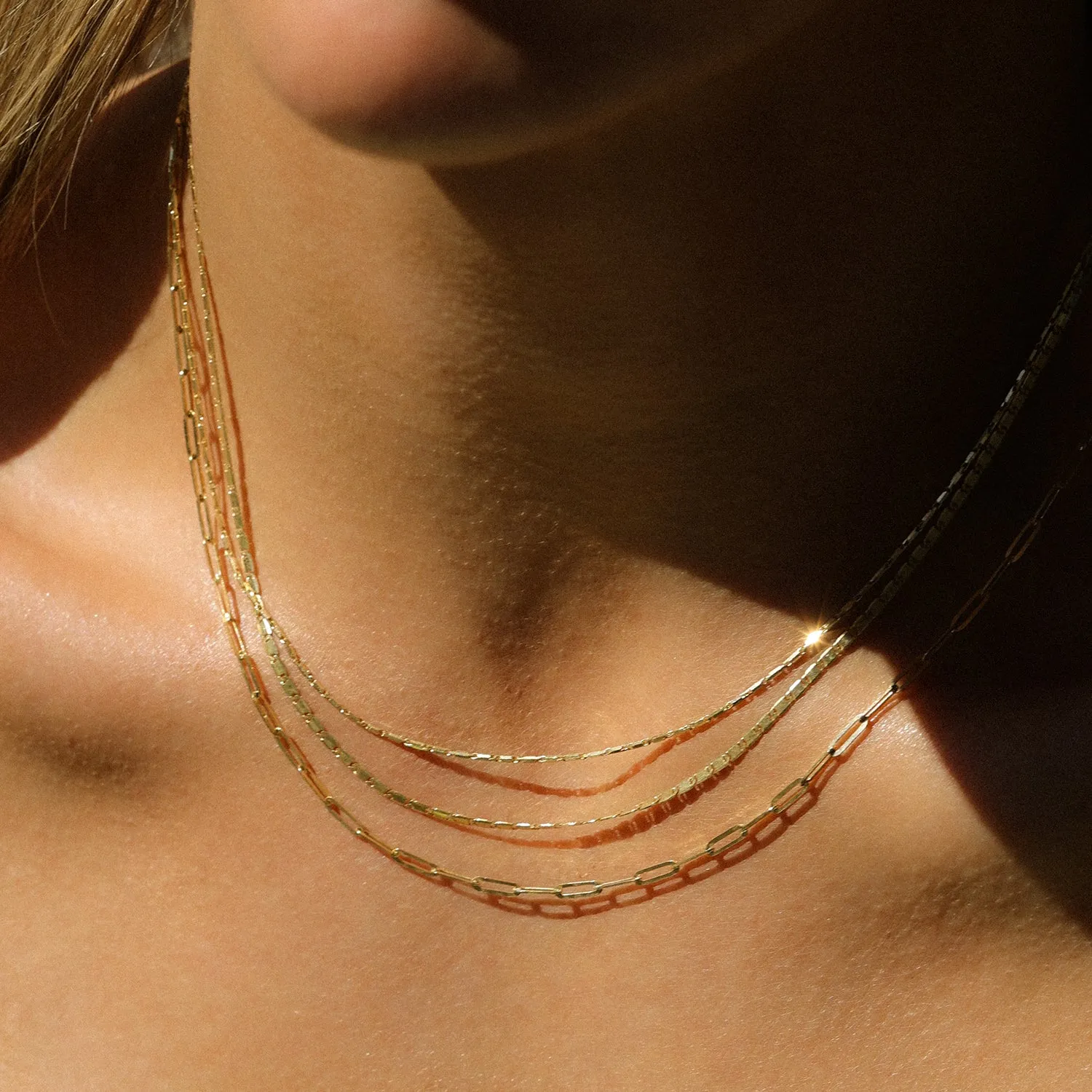 Flat Drawn Bold Chain Necklace | Solid 14k Gold