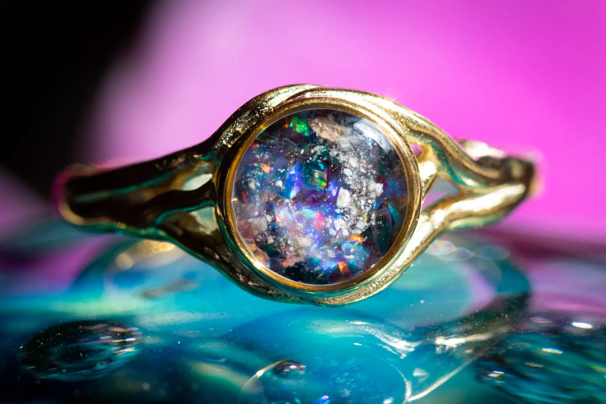 Forked Branch Ring with Opal