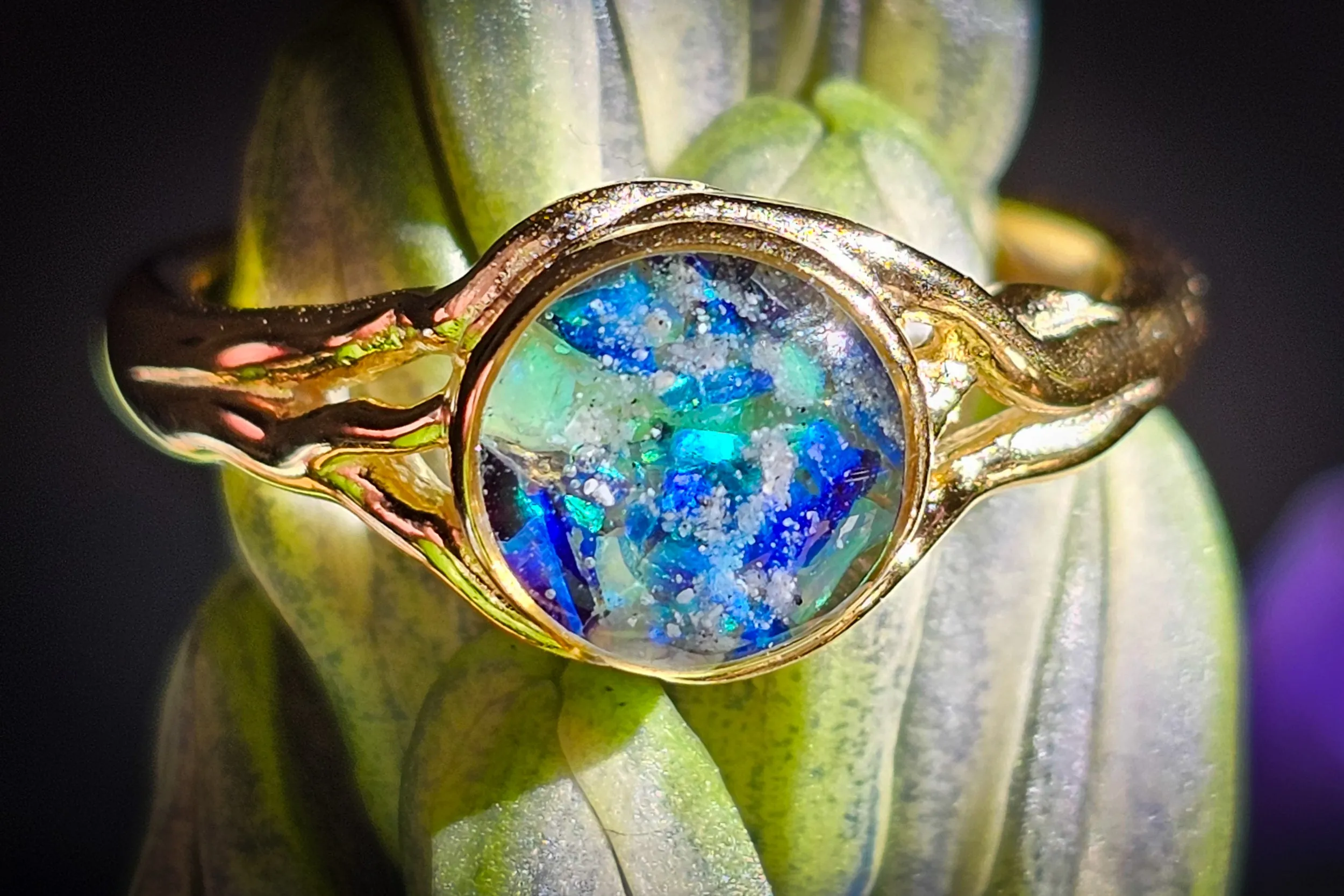 Forked Branch Ring with Opal