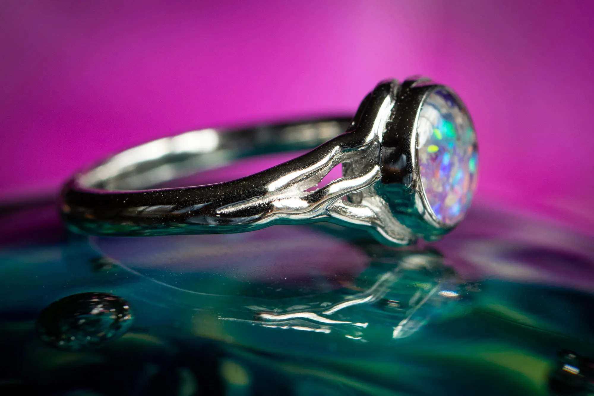 Forked Branch Ring with Opal