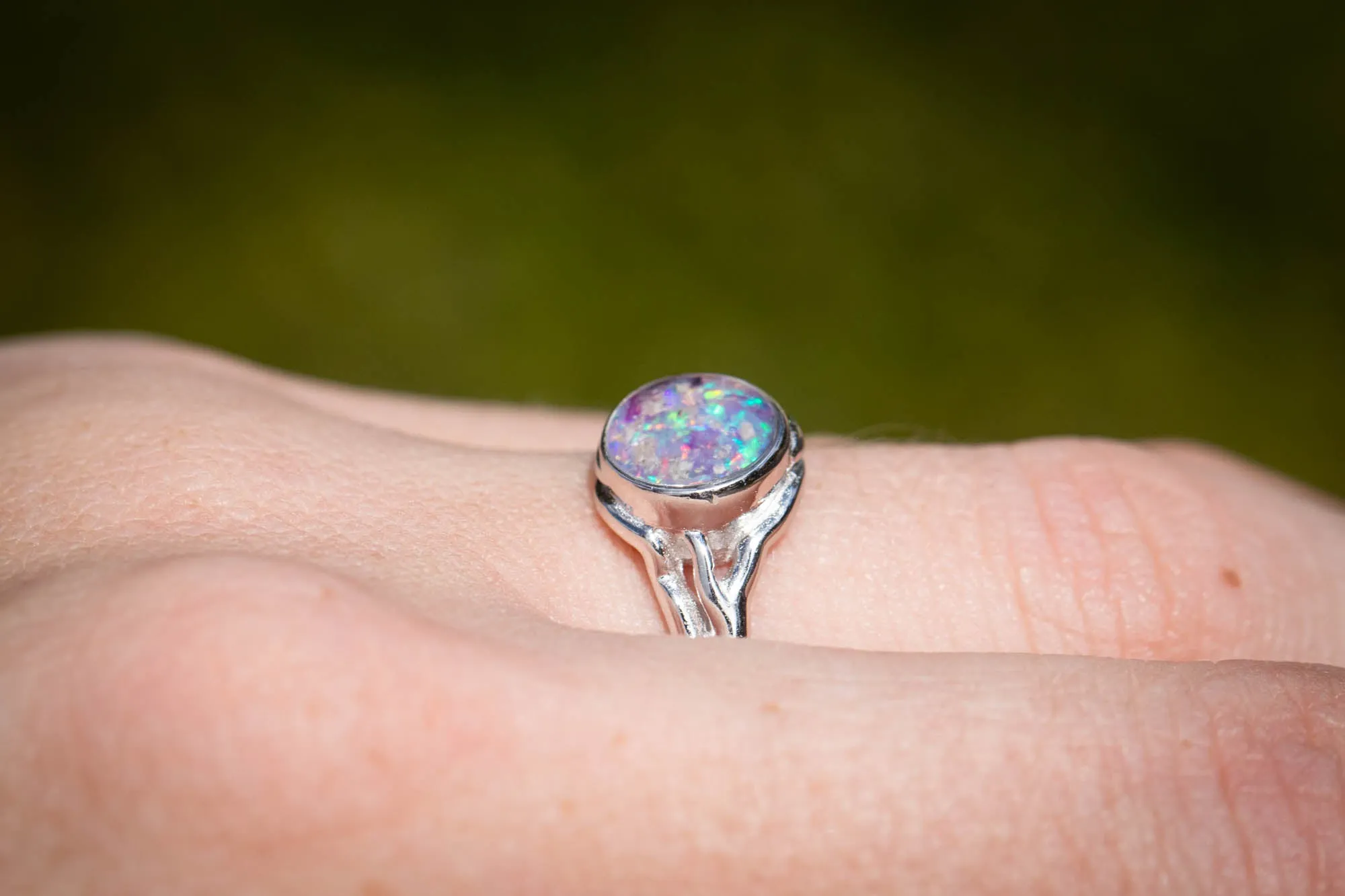 Forked Branch Ring with Opal