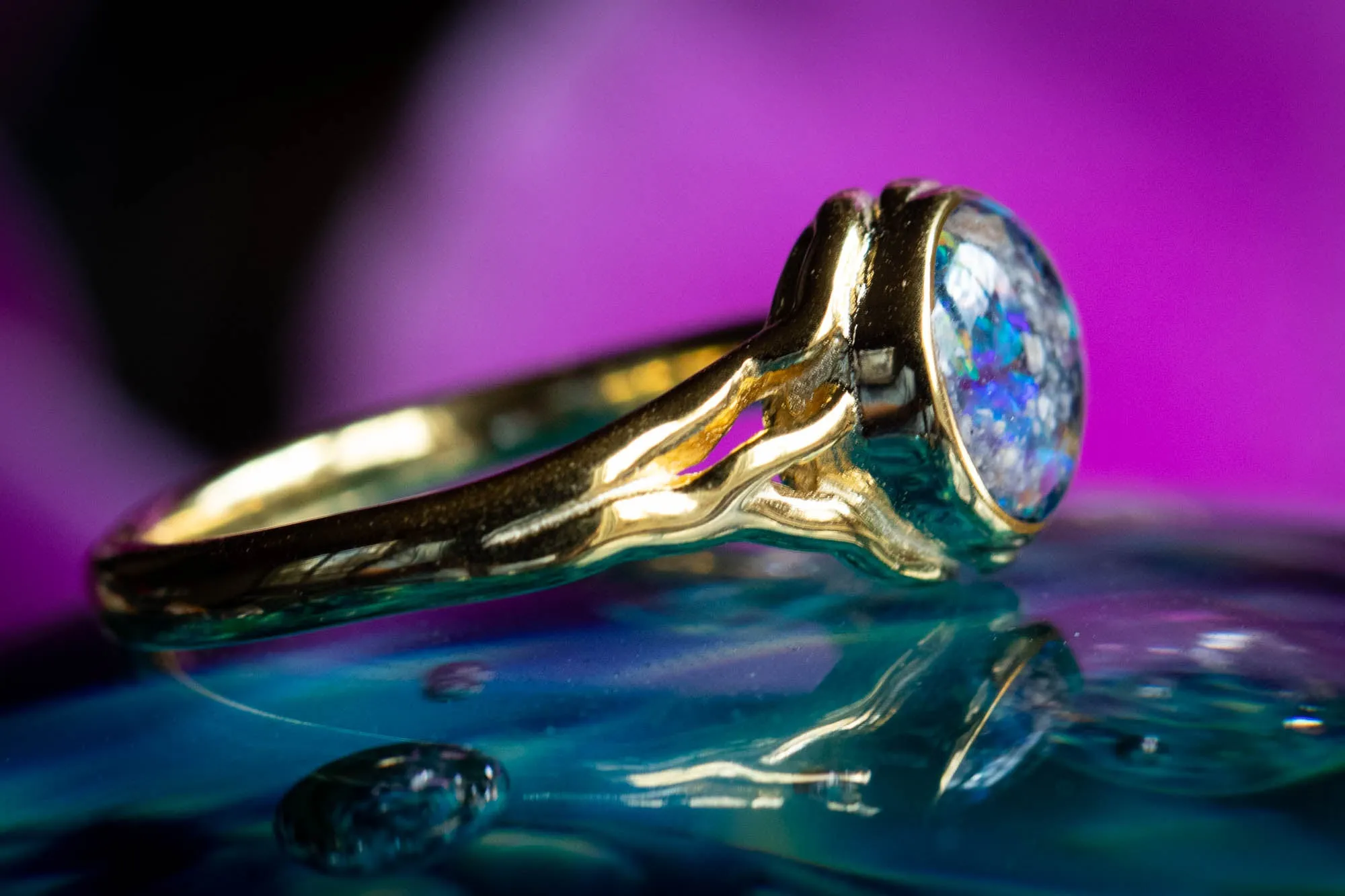 Forked Branch Ring with Opal