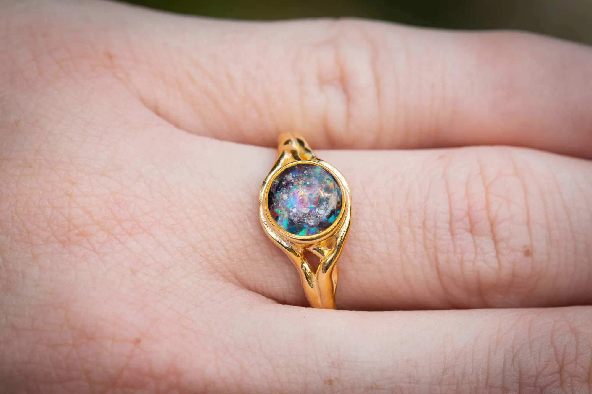 Forked Branch Ring with Opal