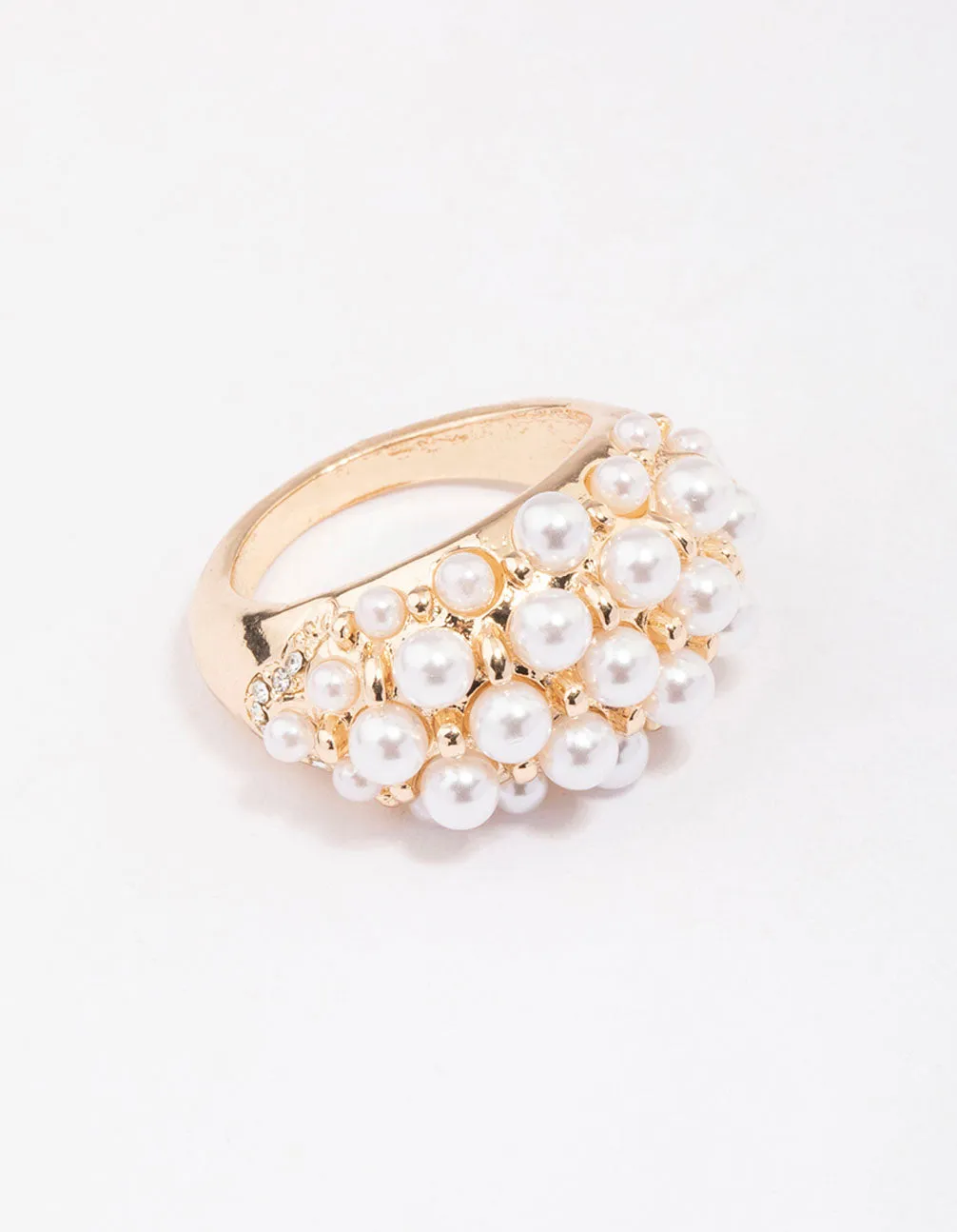 Gold Domed Pearl Ring