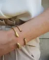 Gold Plated Silver Snake Open Bangle   Emerald - By Ana Moura