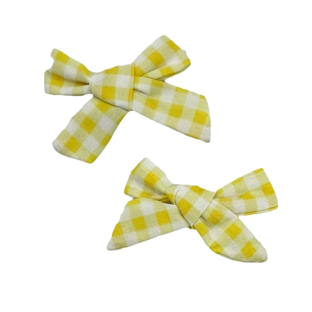 Hair Bow - Yellow Gingham