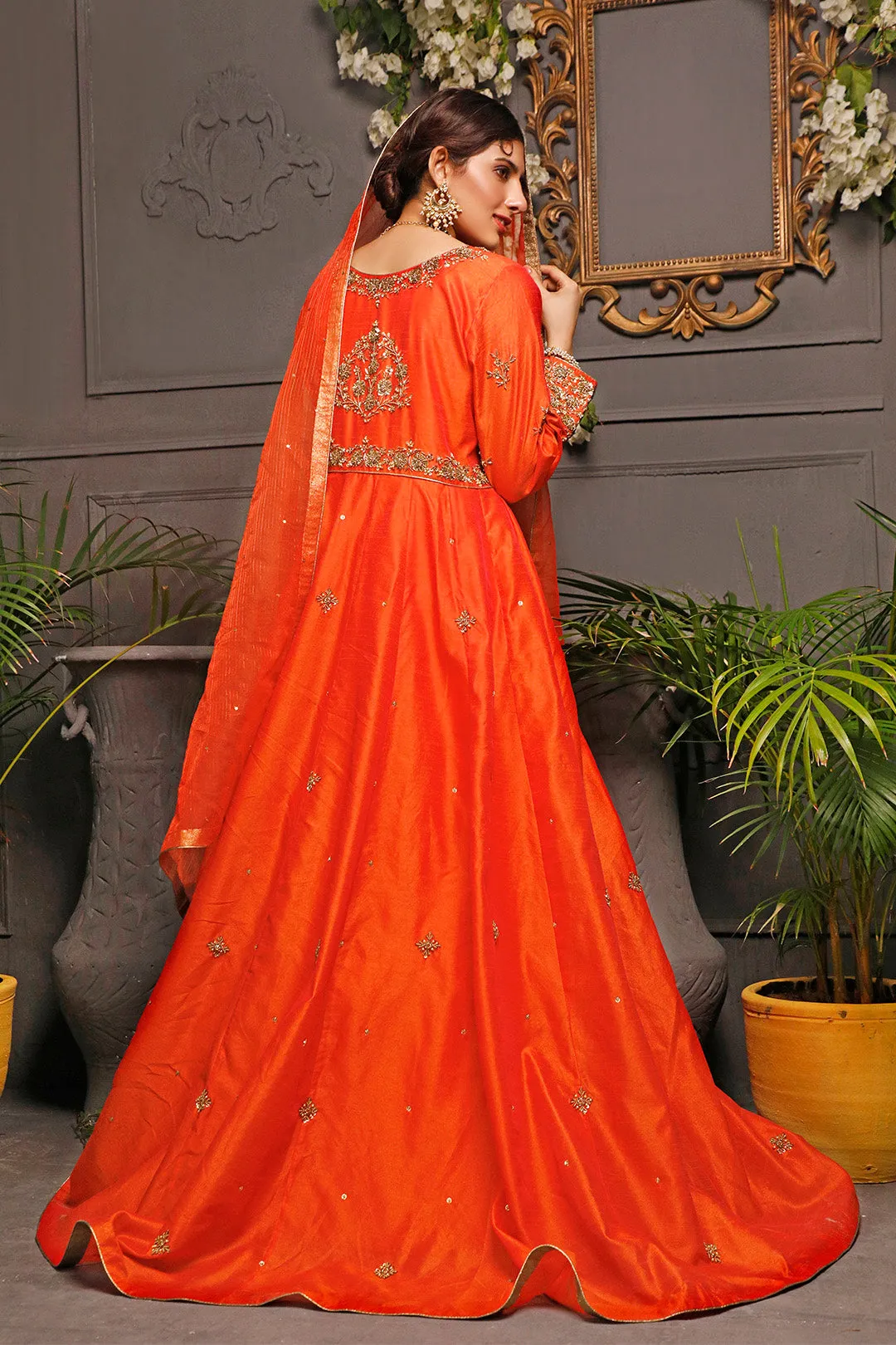 Handwork Embroidered Raw Silk Long Maxi | Nikhaar | M202014